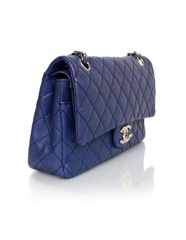 Chanel Blue Caviar Leather 10 Classic Medium Double Flap Bag For