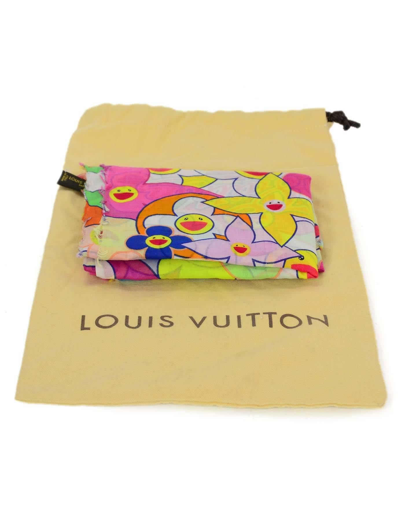 Women's Louis Vuitton Multicolor Murakami Cosmic Blossom Cotton Scarf