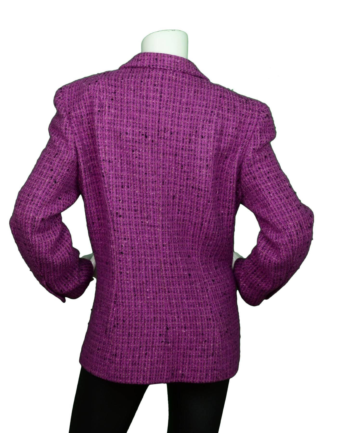 Chanel Purple Tweed Jacket Sz 46 In Good Condition In New York, NY