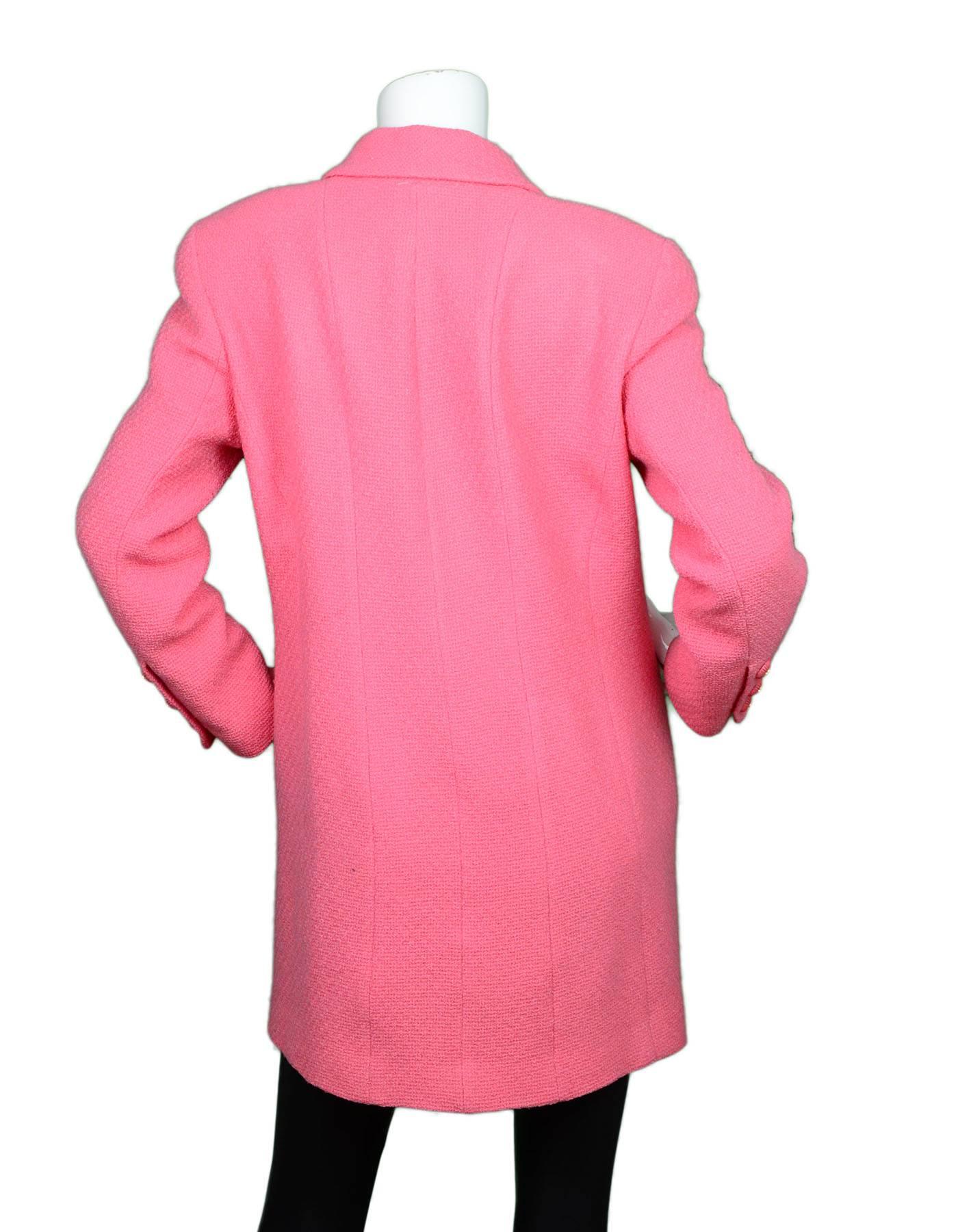 Chanel Pink Boucle Button Up Jacket In Good Condition In New York, NY