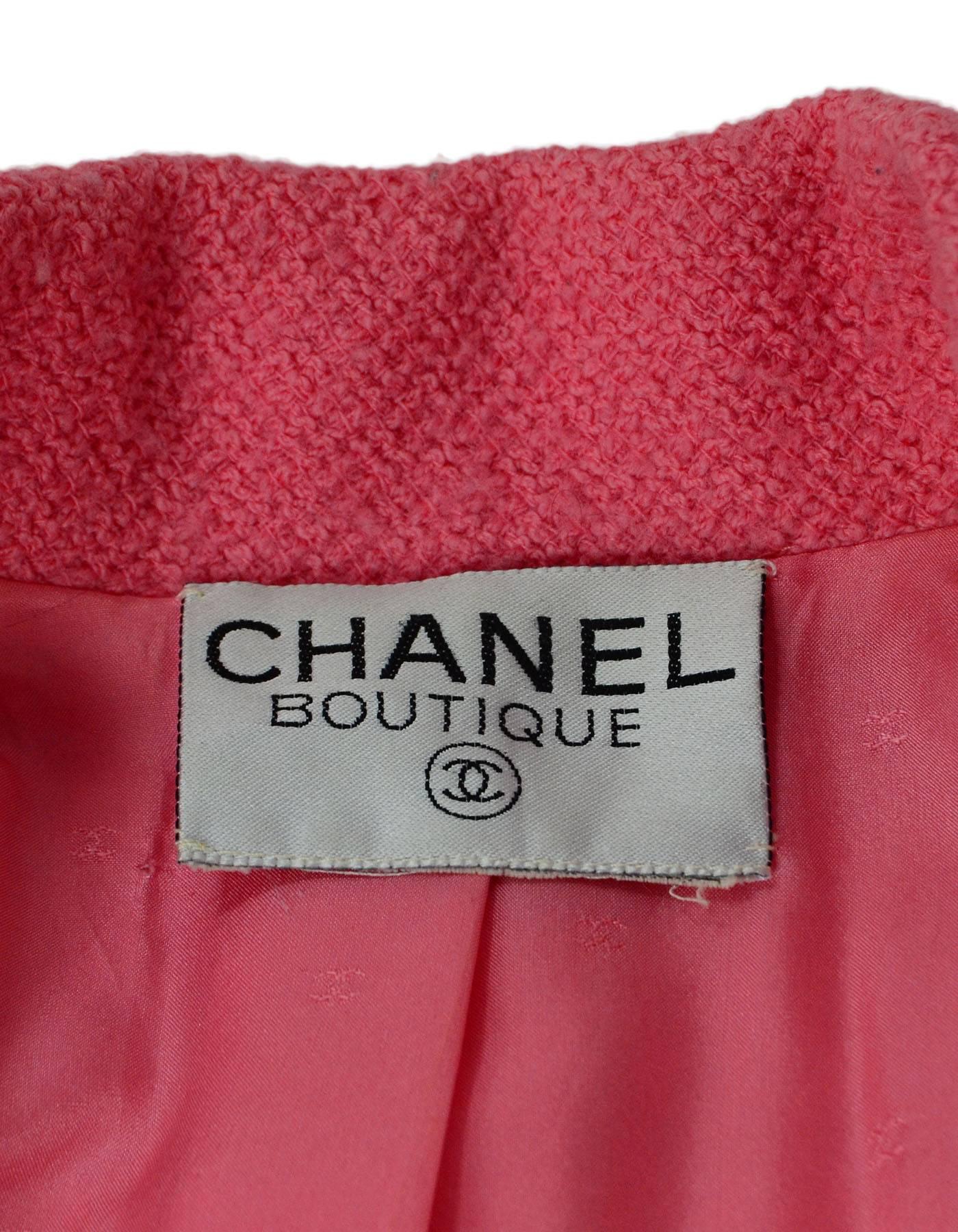 Women's Chanel Pink Boucle Button Up Jacket