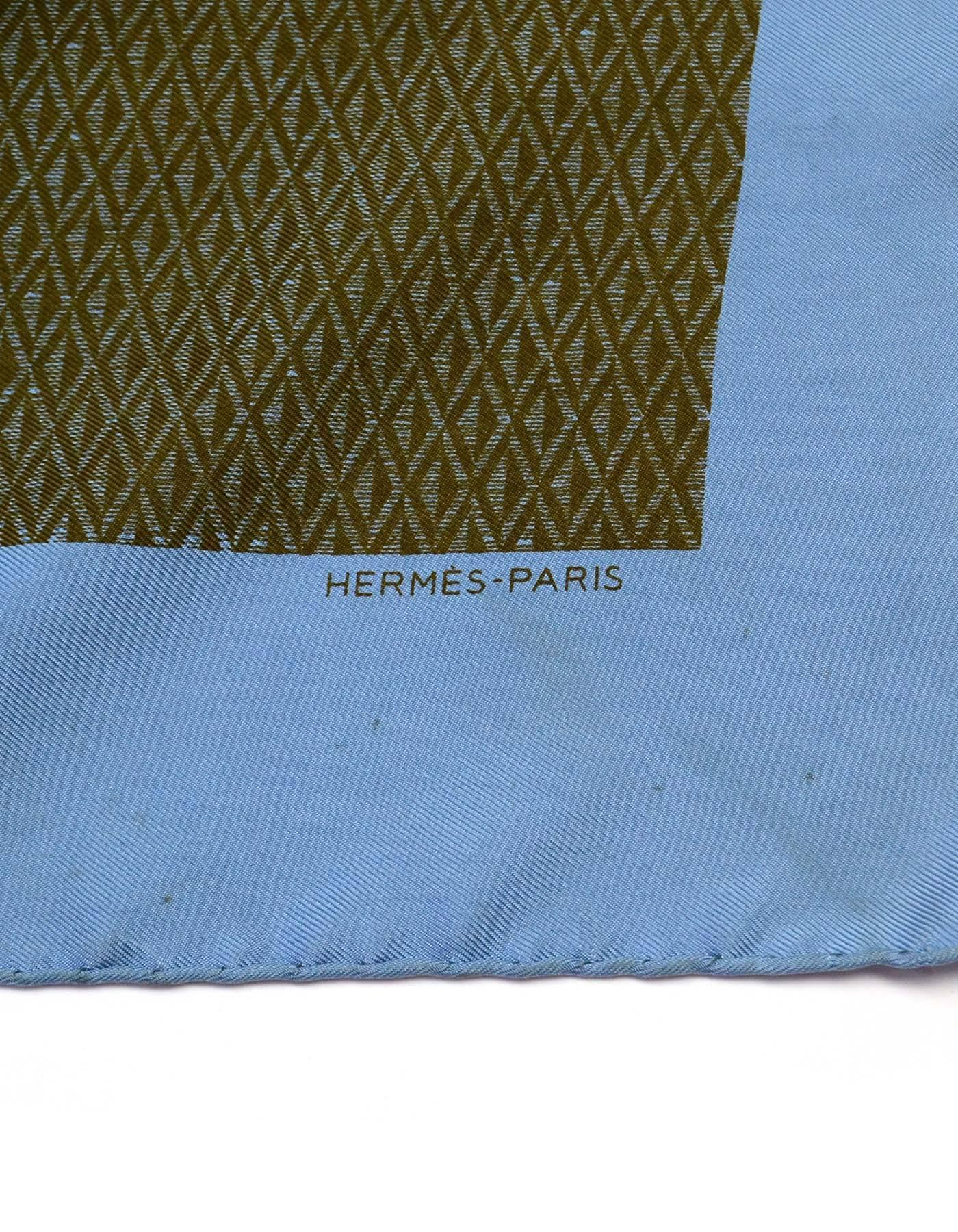 Hermes Blue and Brown Pocket Scarf In Good Condition In New York, NY