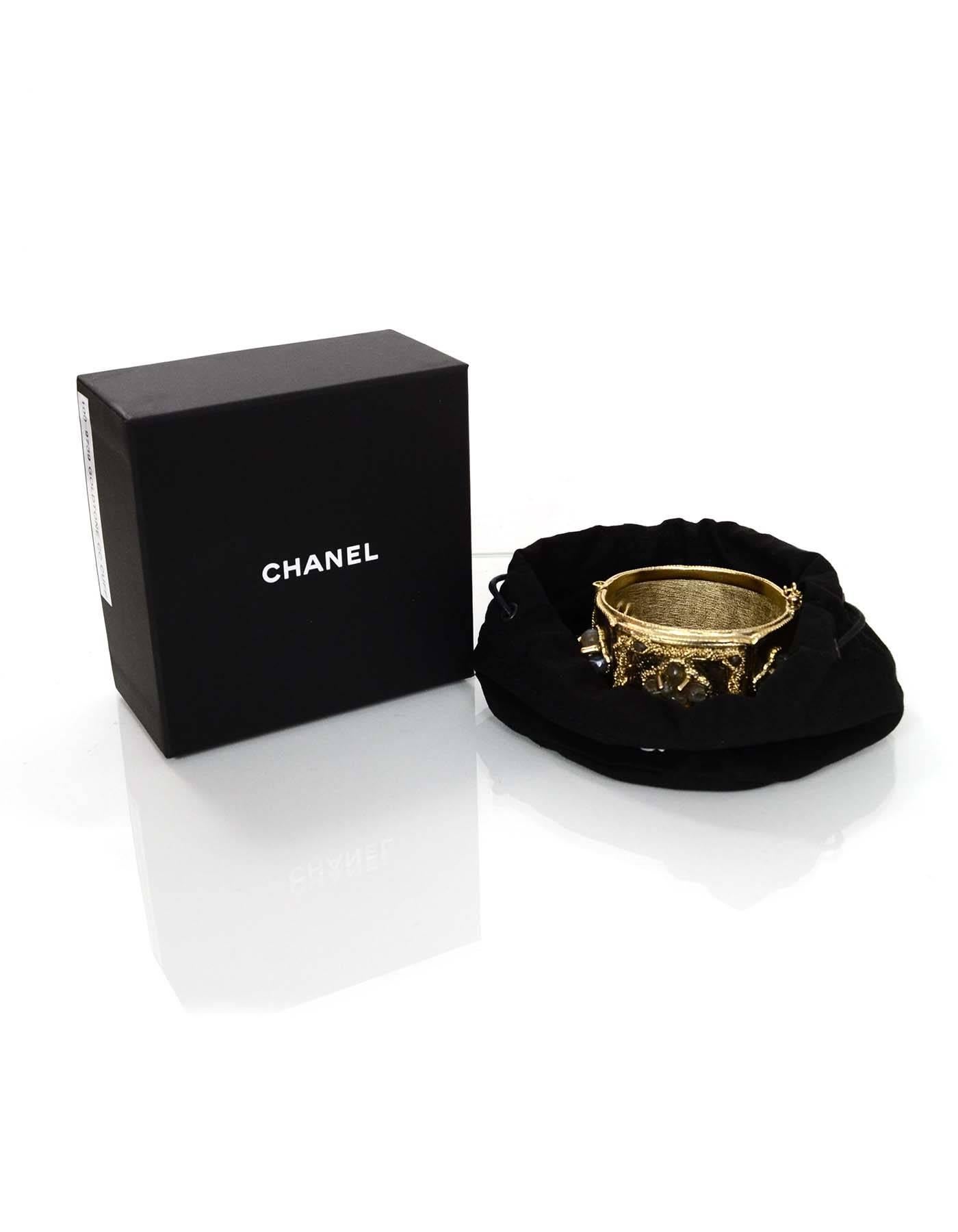 Chanel Goldtone and Jeweled CC Cuff 3