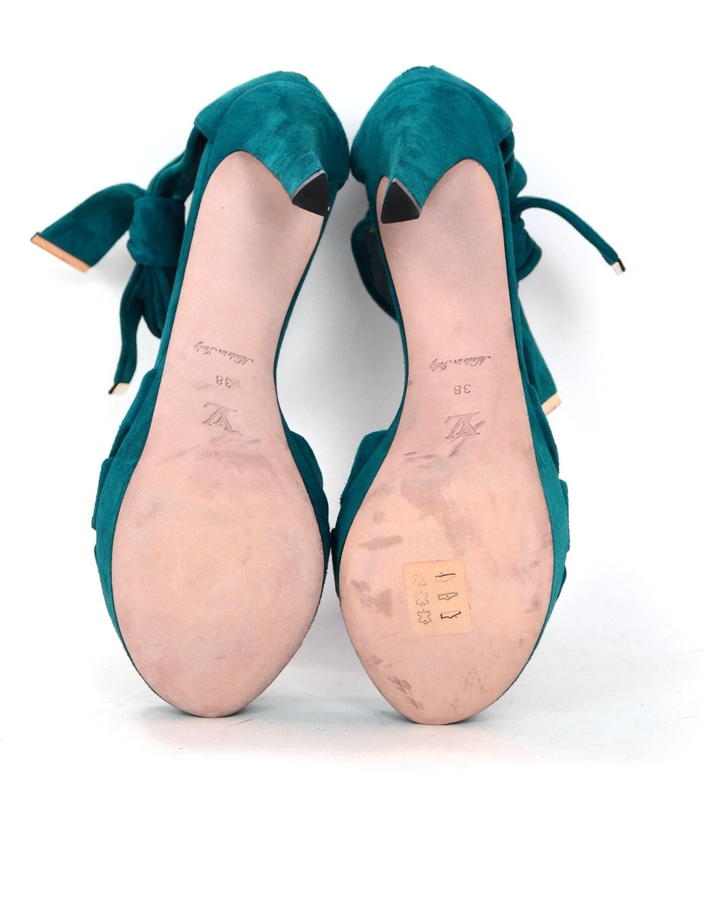 Louis Vuitton Teal Suede Platform Sandals Sz 38 1