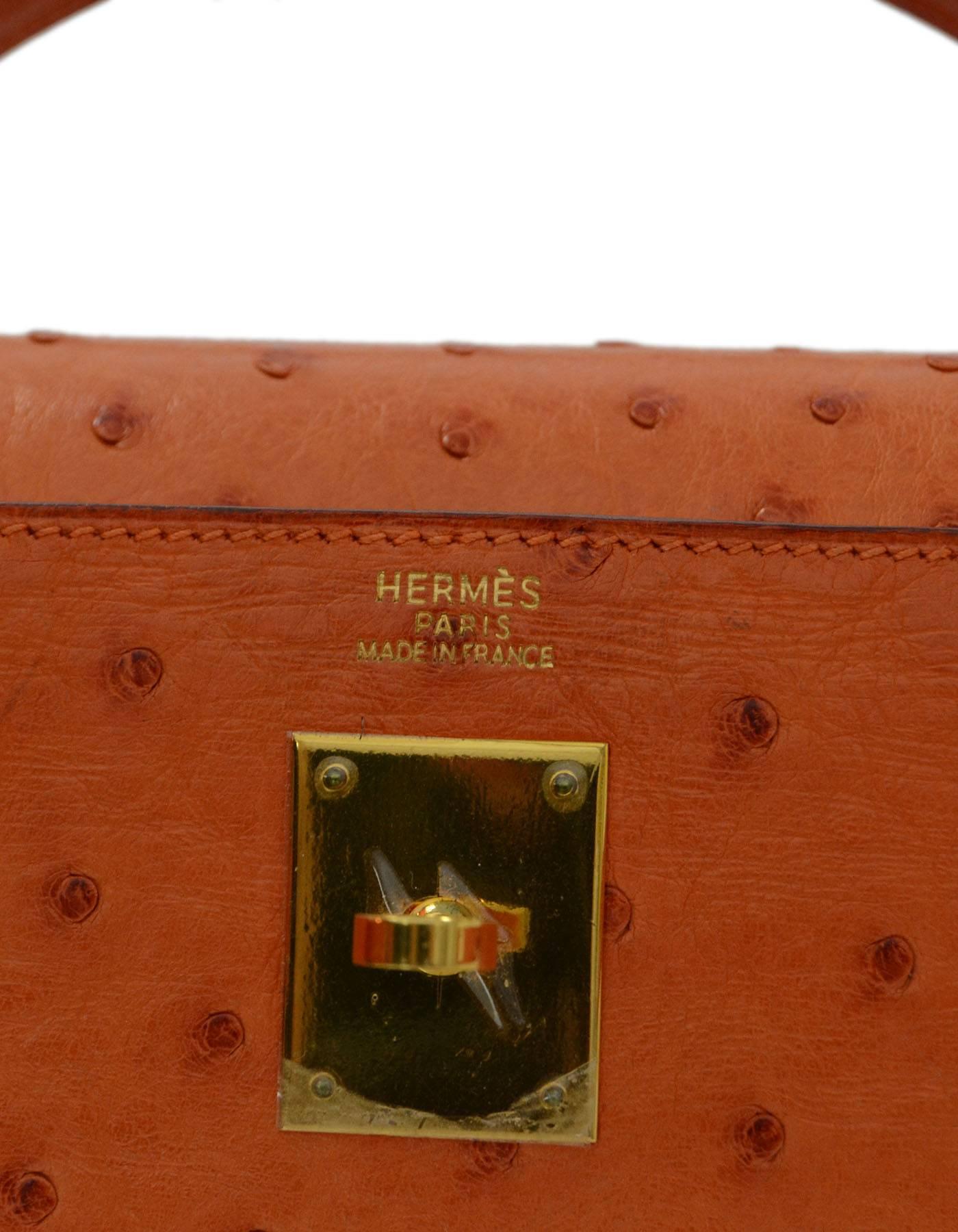 Women's Hermes Orange Ostrich 32cm Sellier Rigid Kelly Bag GHW