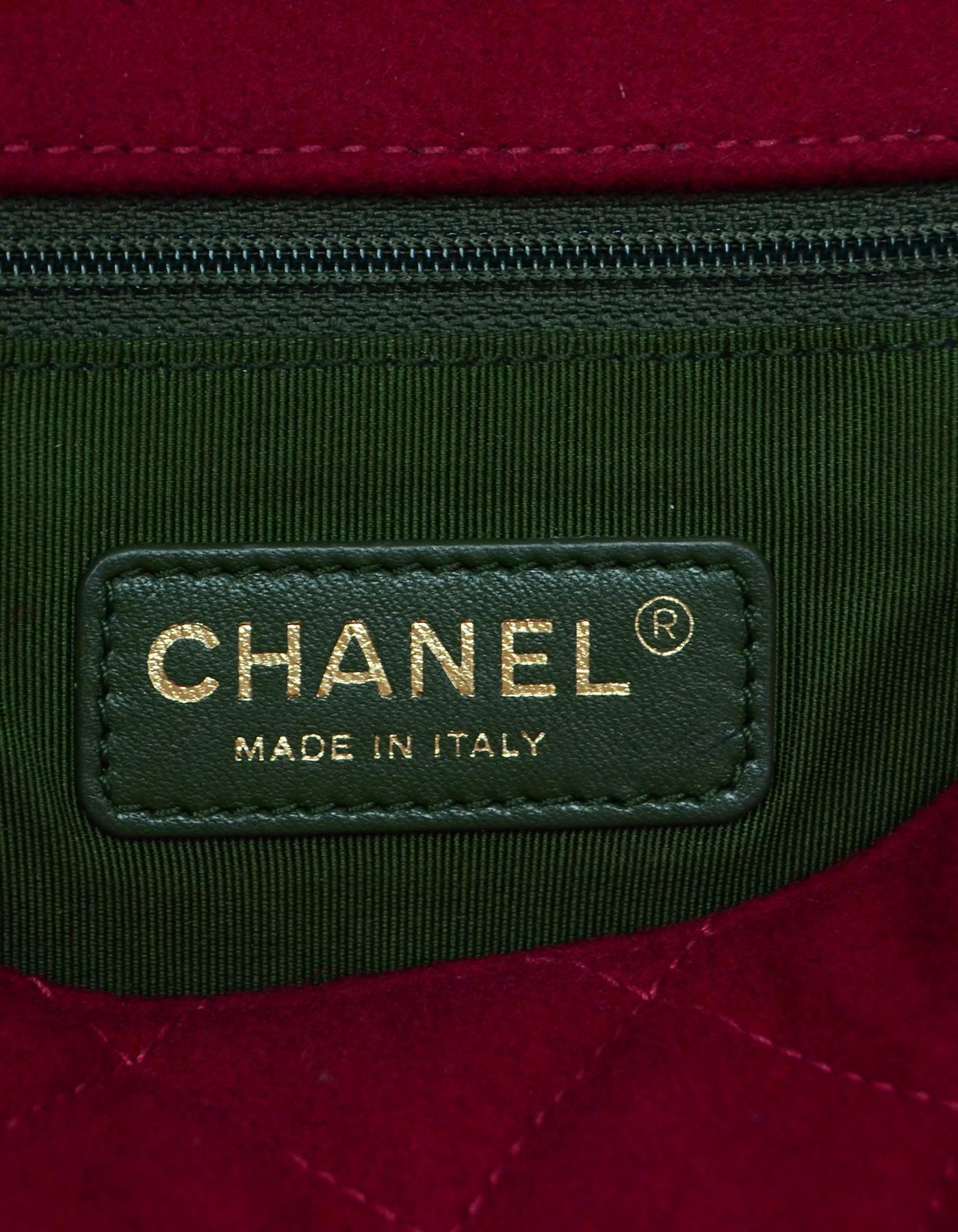 Chanel 2015 Red Wool & Grosgrain Flap Bag 3