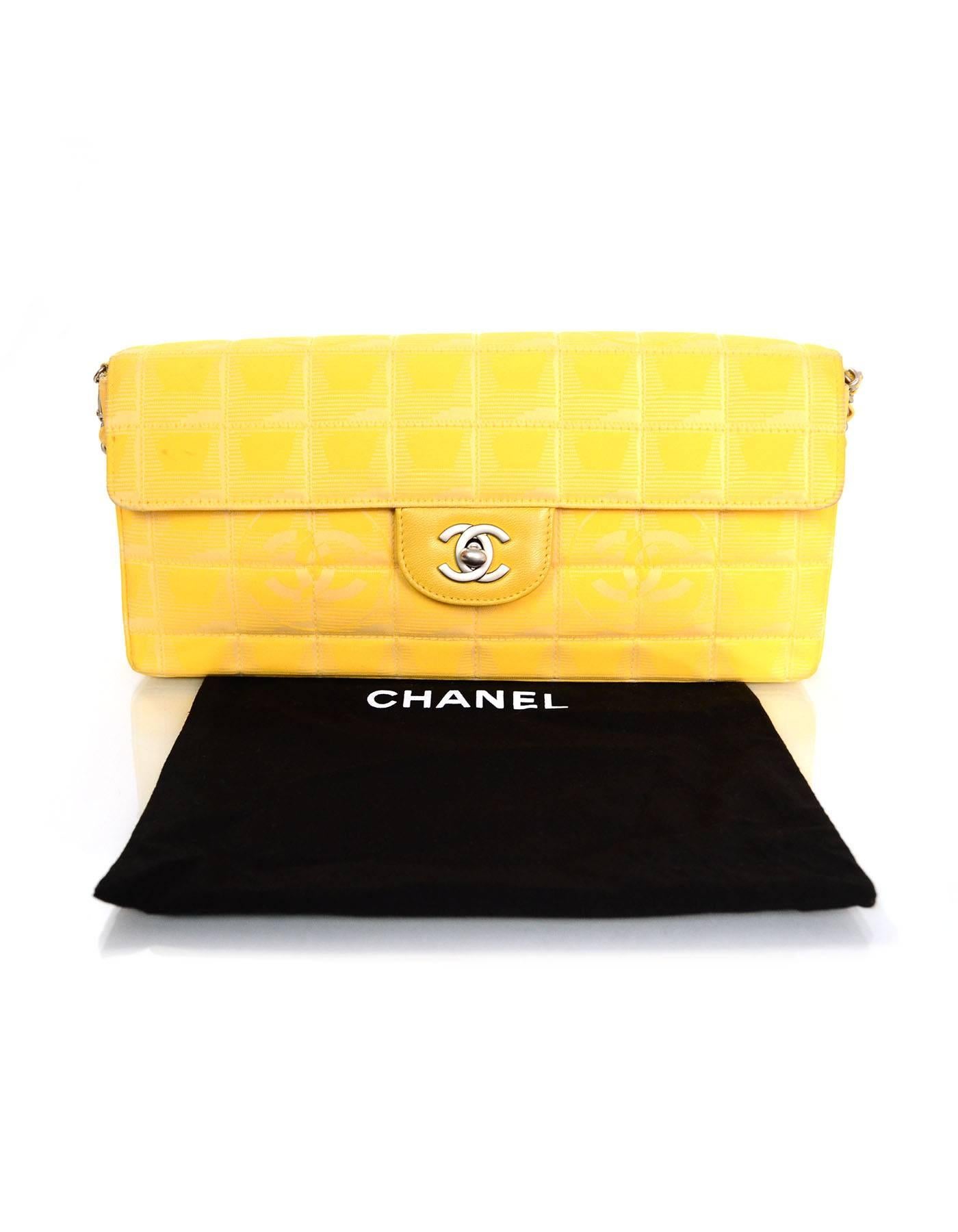 Chanel Yellow Canvas Chocolate Bar Quiltes East West Shoulder Bag 3