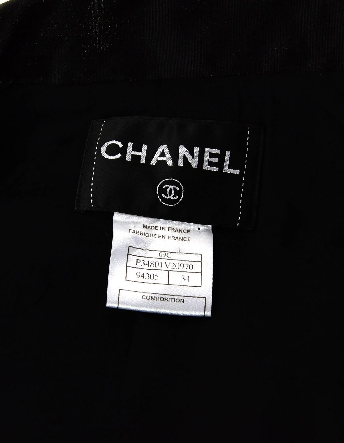 Women's Chanel Black Iridescent Double Breasted Tuxedo Jacket Sz 34