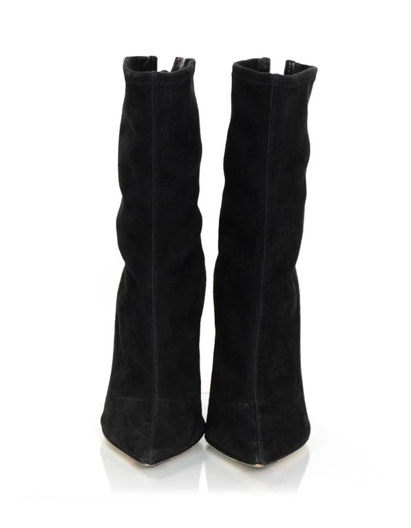 Sergio Rossi Black Suede Point Toe Boots w/ Back Crystal Detail sz 38.5 ...