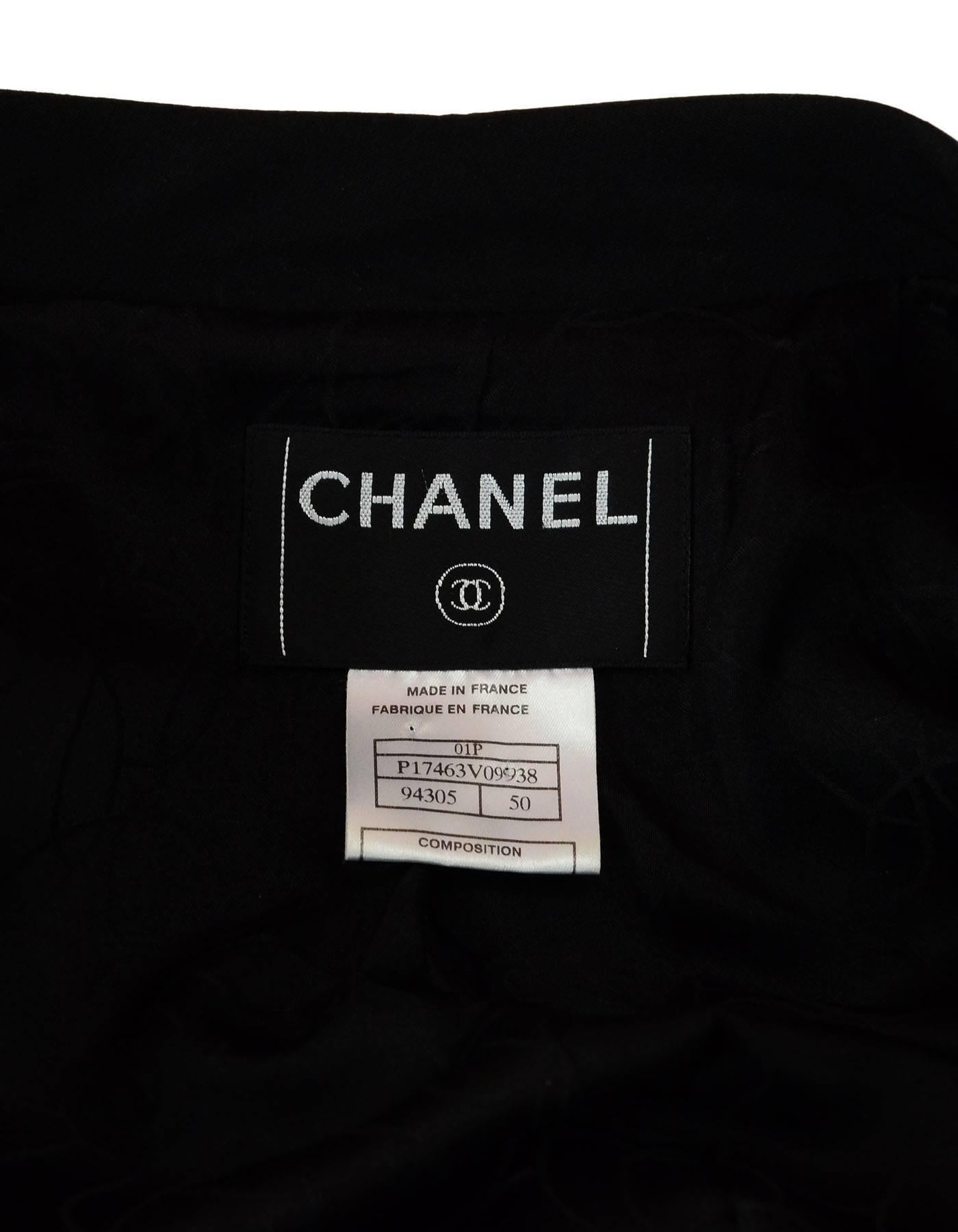 Women's Chanel Black Wool Double Breasted Jacket sz FR50