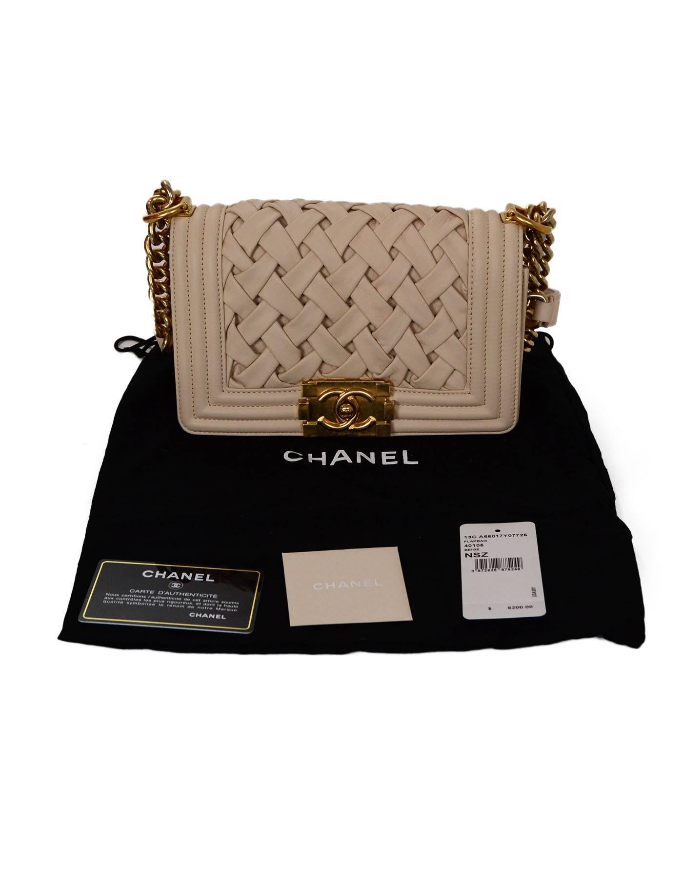 Chanel Limited Edition Beige Woven Leather Chateau Boy Bag GHW rt. $6, 200 3