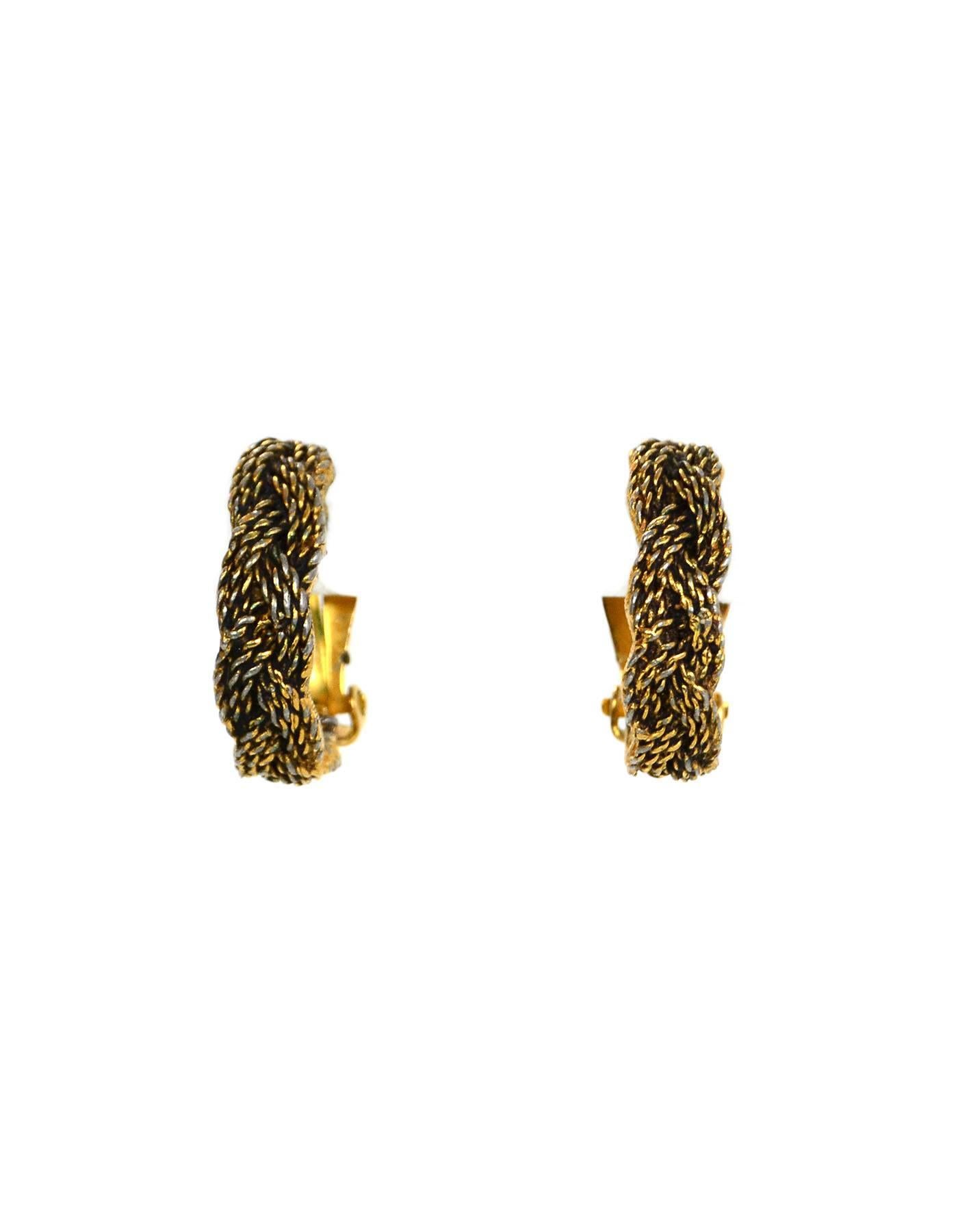 Chanel Braided Vintage Goldtone Clip-On Earrings In Good Condition In New York, NY