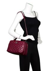 Chanel LIKE NEW Burgundy Quilted Leather Bowler Satchel Bag
