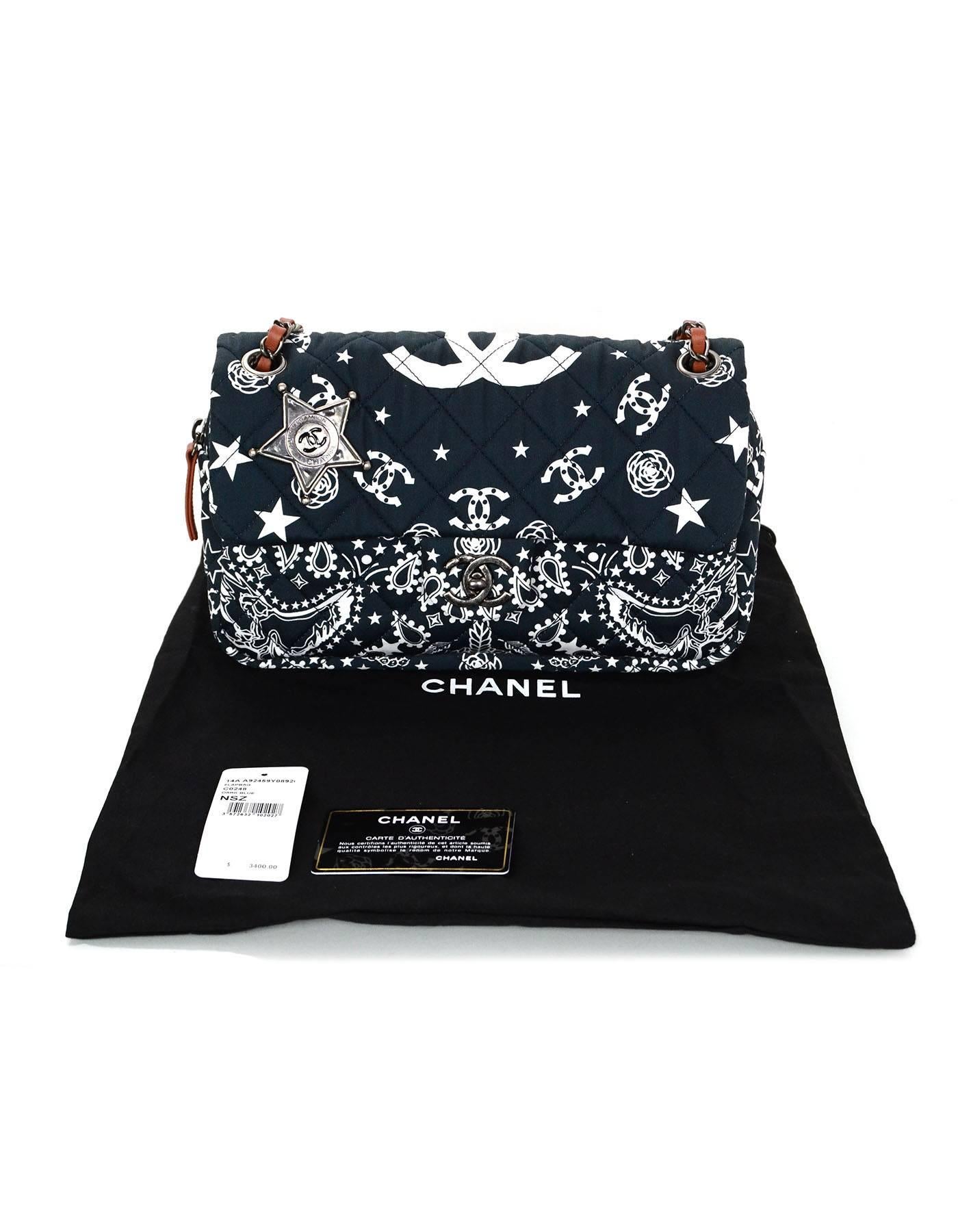 Chanel Navy Paris/Dallas Fabric Paisley Easy Flap Bag 3