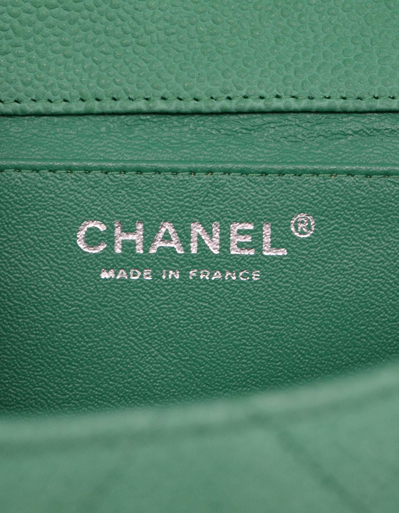 Chanel Seafoam Green Quilted Caviar Leather Timeless Clutch Bag CWC rt. $3, 100 1