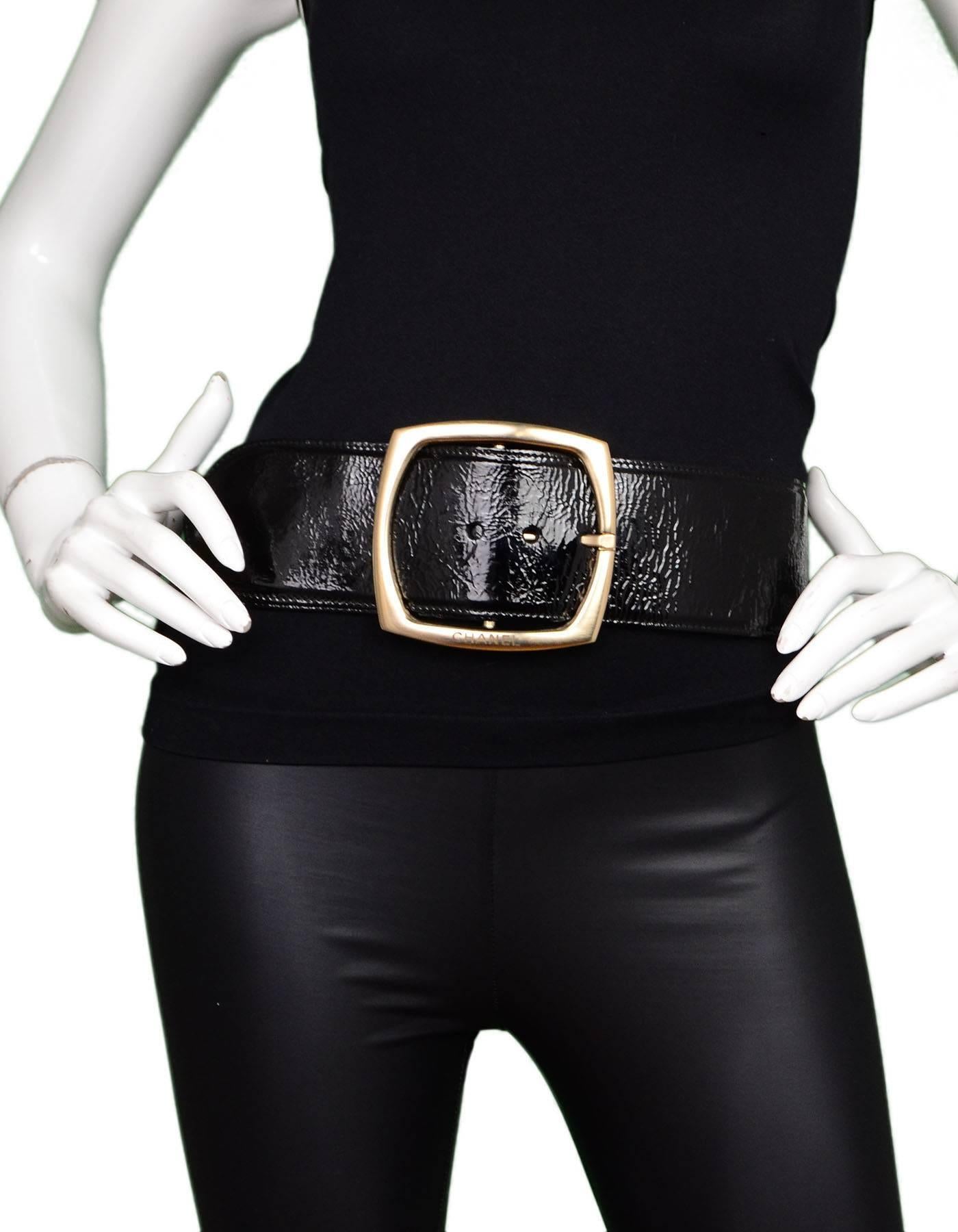 wide black patent leather belt