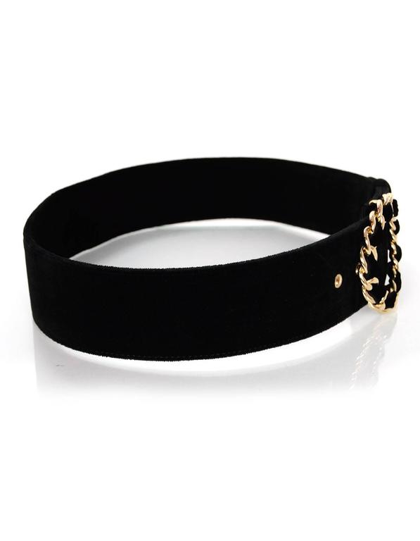 Chanel Black Velvet Belt w/ Goldtone Chainlink Buckle sz 85 For Sale at