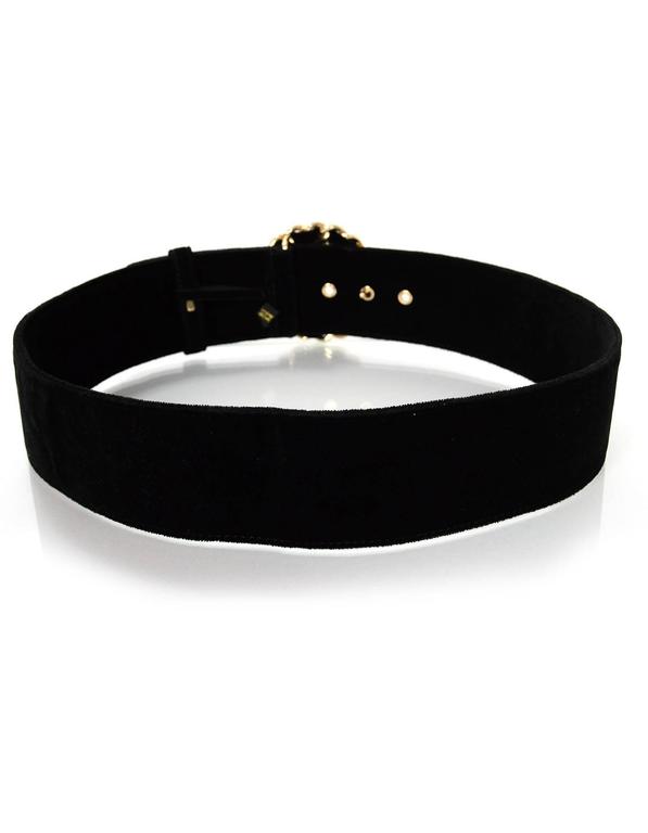 Chanel Black Velvet Belt w/ Goldtone Chainlink Buckle sz 85 For Sale at