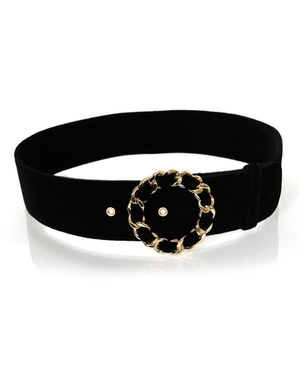 Chanel Black Velvet Belt w/ Goldtone Chainlink Buckle sz 85 For Sale at ...