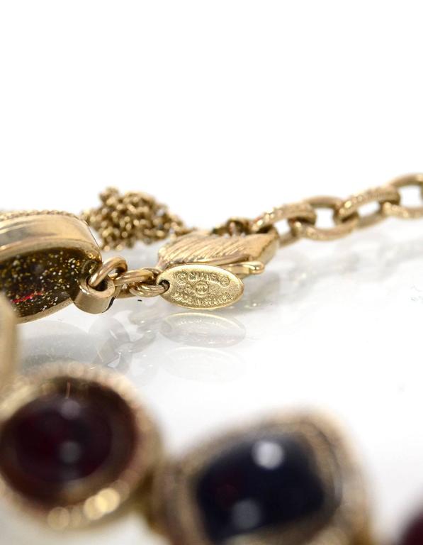 Chanel Burgundy and Navy Stone Locket Bib Necklace For Sale at 1stdibs