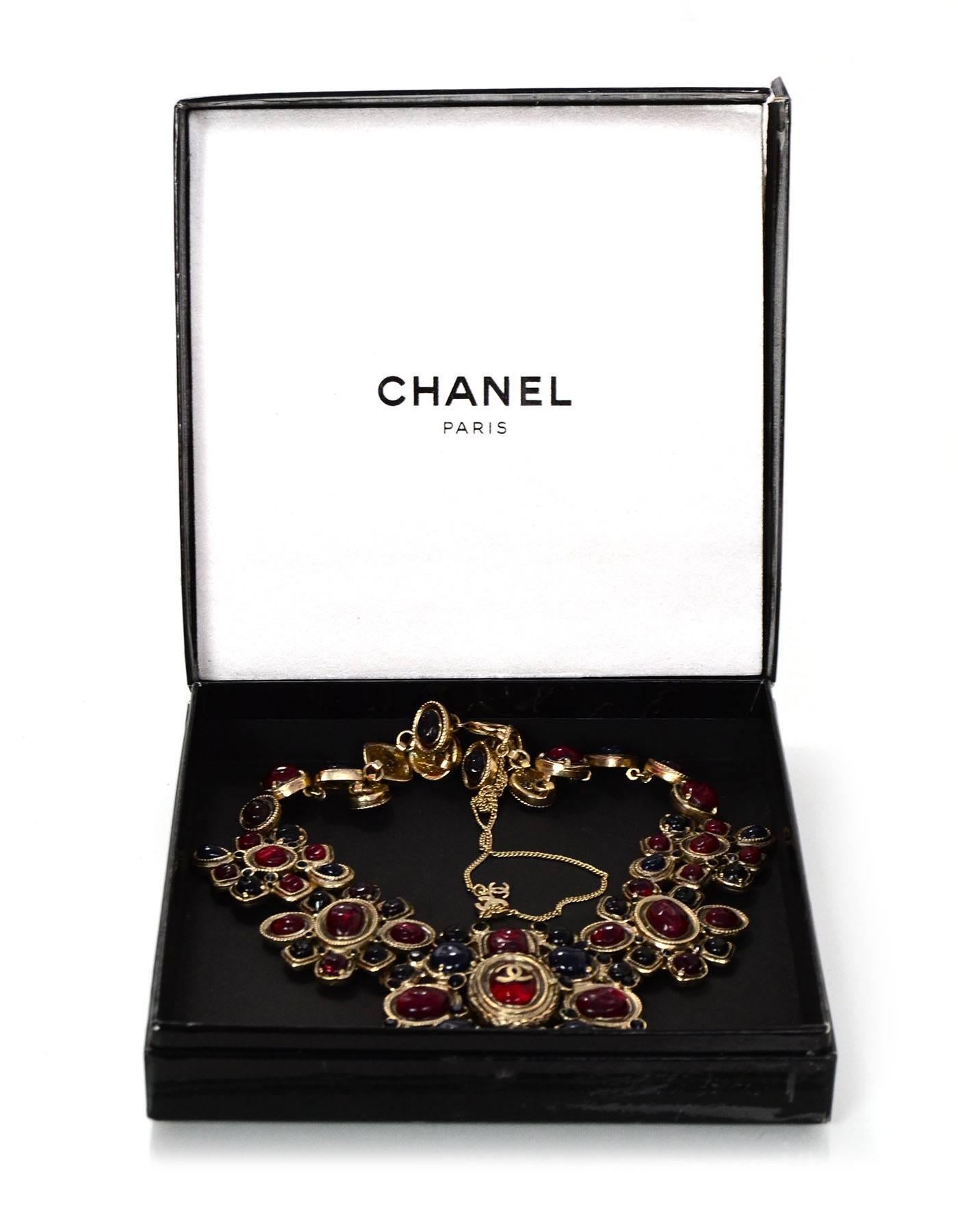 Chanel '10 Resort Runway Burgundy & Navy Bib Necklace 3
