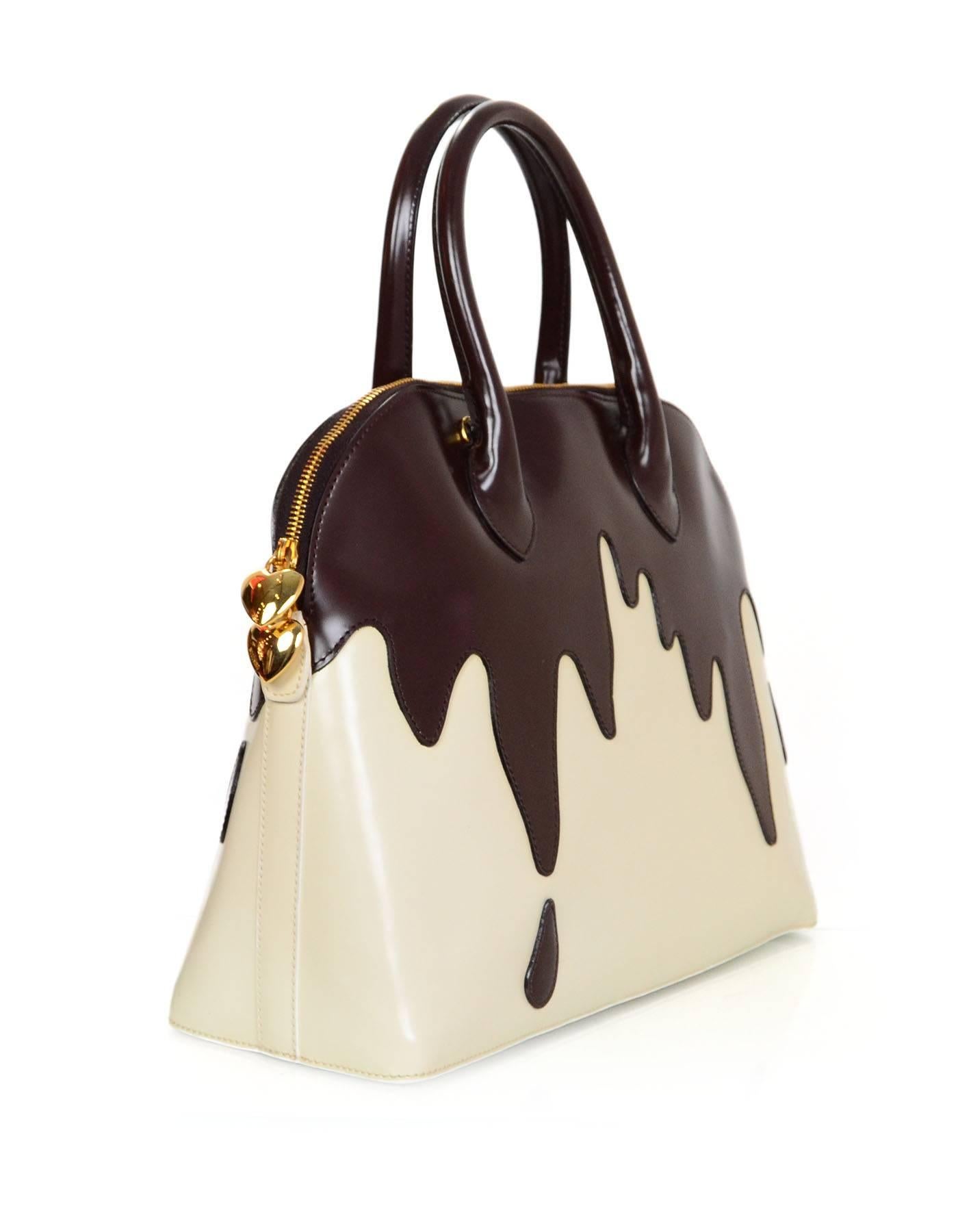 Moschino Vintage Tropfende Schokolade Henkeltasche (Beige)