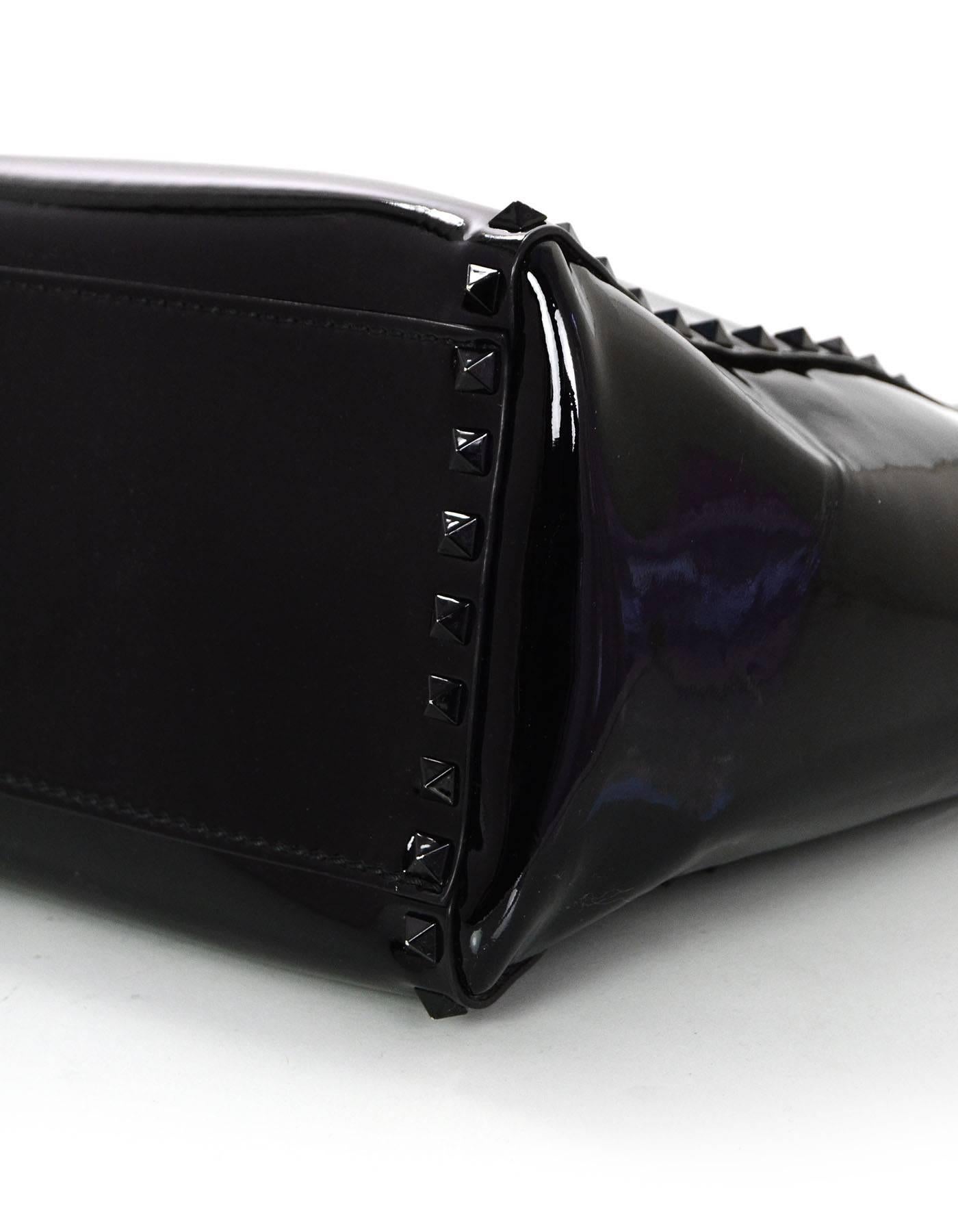 Women's Valentino Black Patent Leather Rockstud Tote Bag