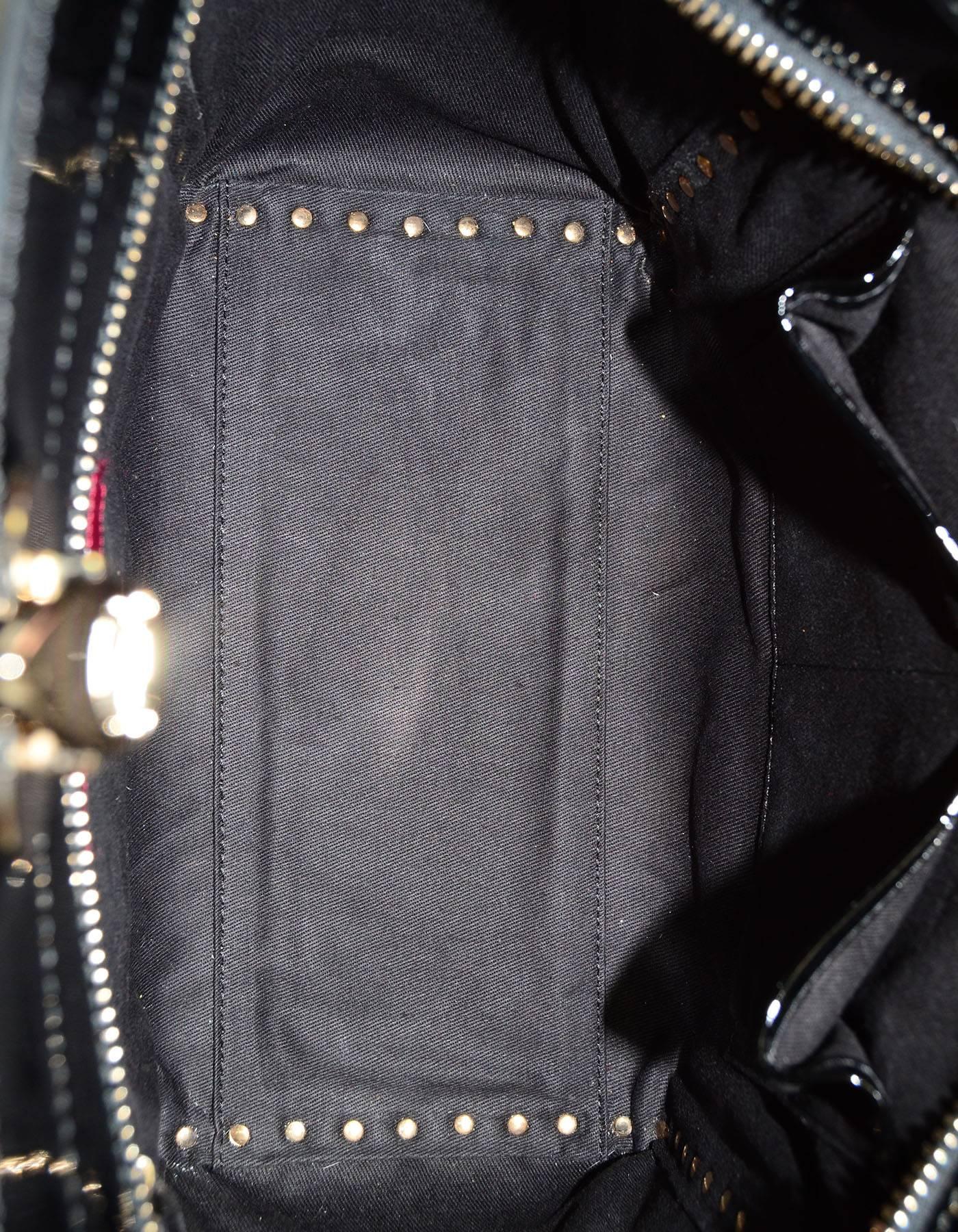 Valentino Black Patent Leather Rockstud Tote Bag 1