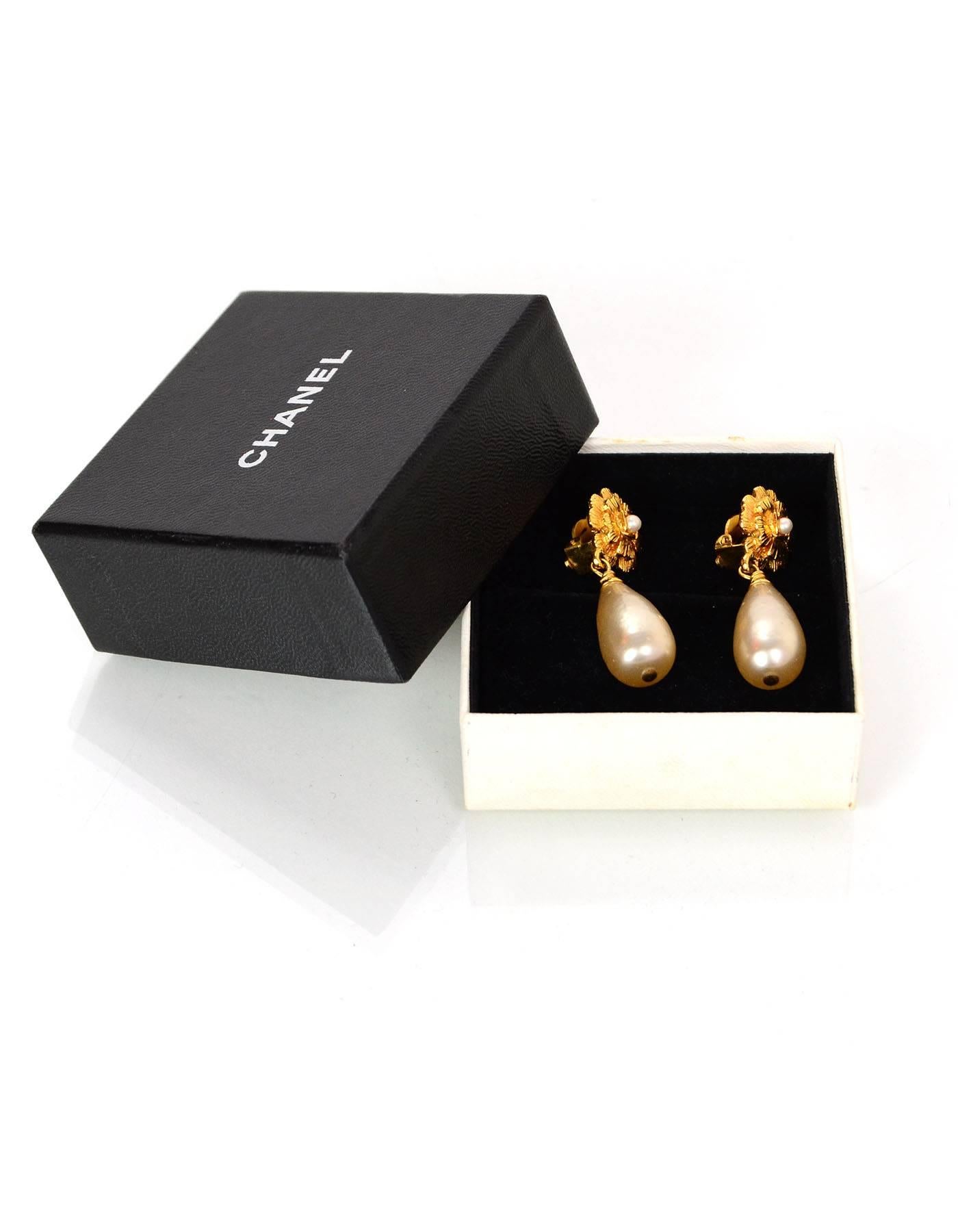 Women's Chanel Vintage Faux Pearl Clip-On Drop Earrings