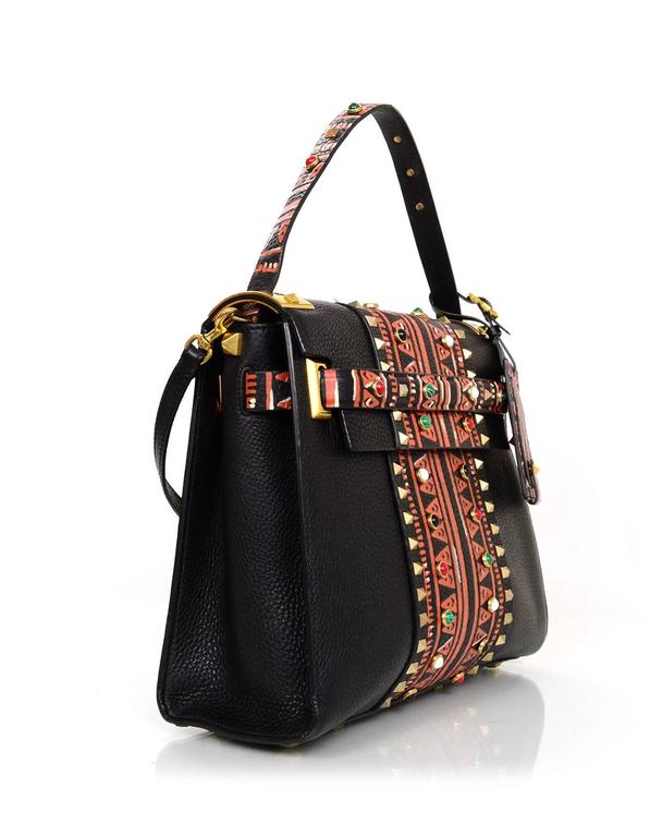 Valentino Black and Red Tribal My Rockstud Handle Bag w/ Strap rt ...