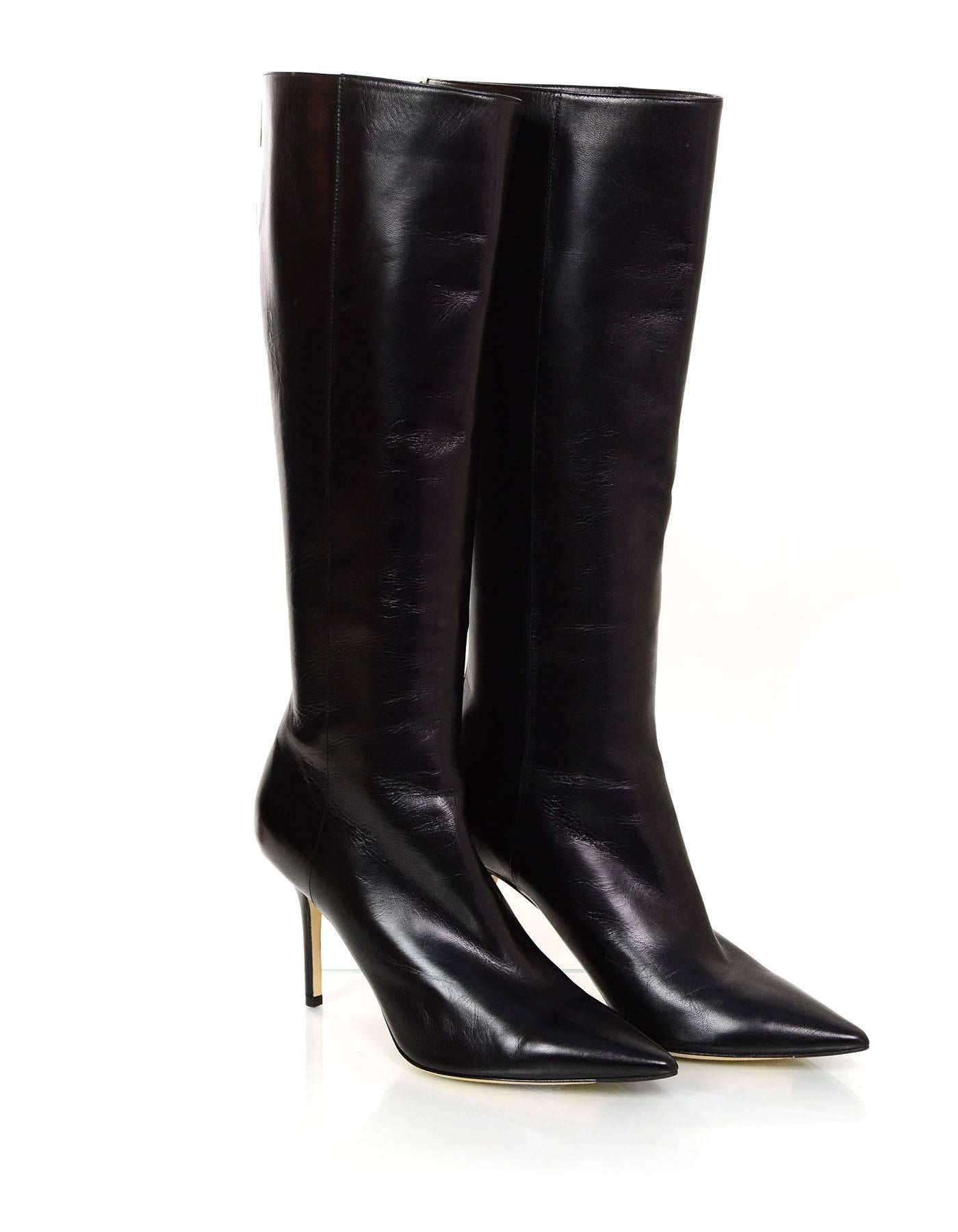 Jimmy Choo Black Leather Boots Sz 40.5 rt. $1, 125 In New Condition In New York, NY