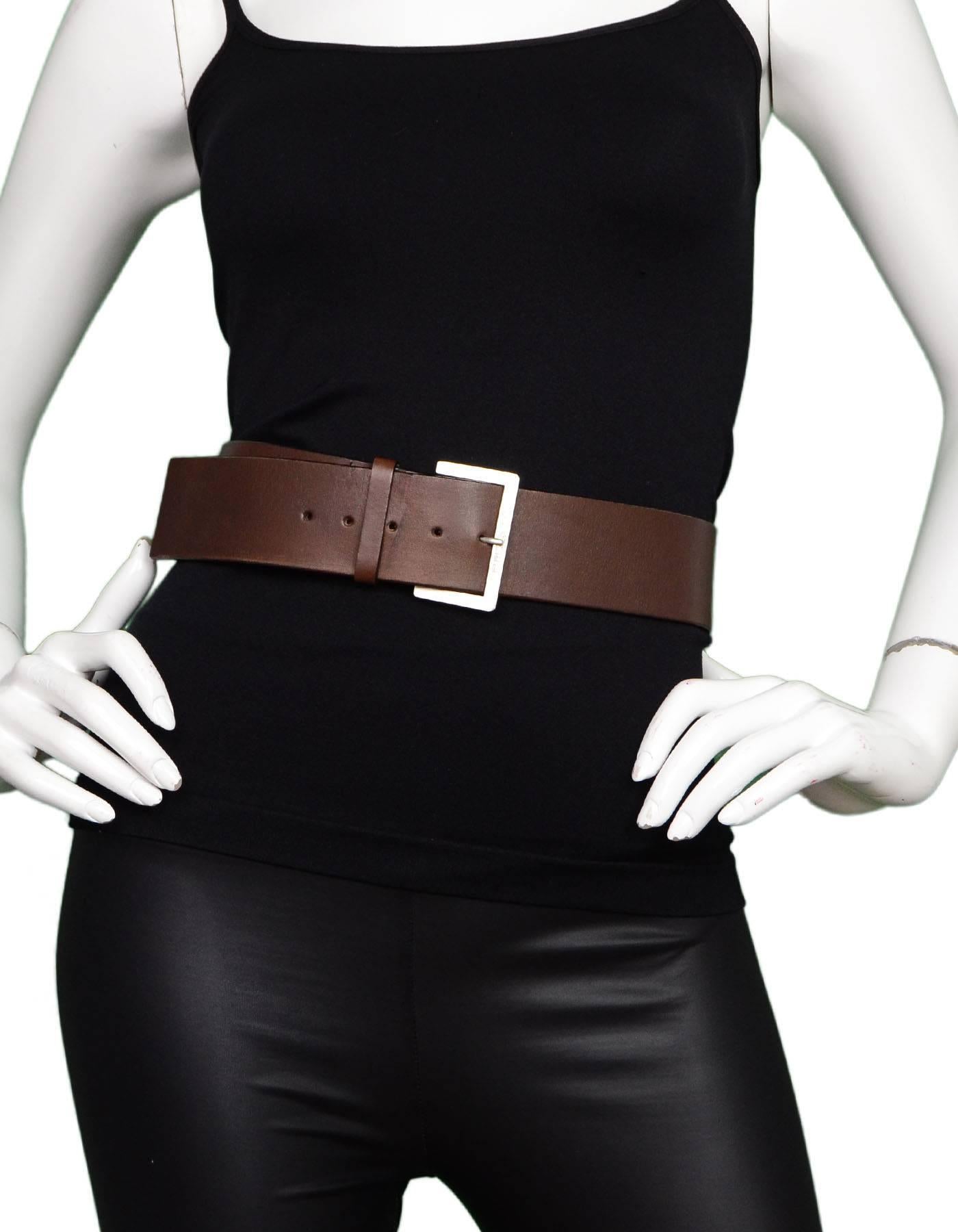 Chanel Brown Leather Belt sz EU95 In Excellent Condition In New York, NY