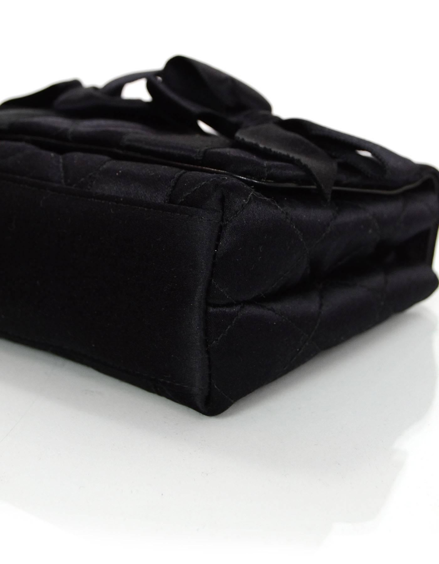Women's Chanel Vintage Black Satin Bow Crossbody Bag