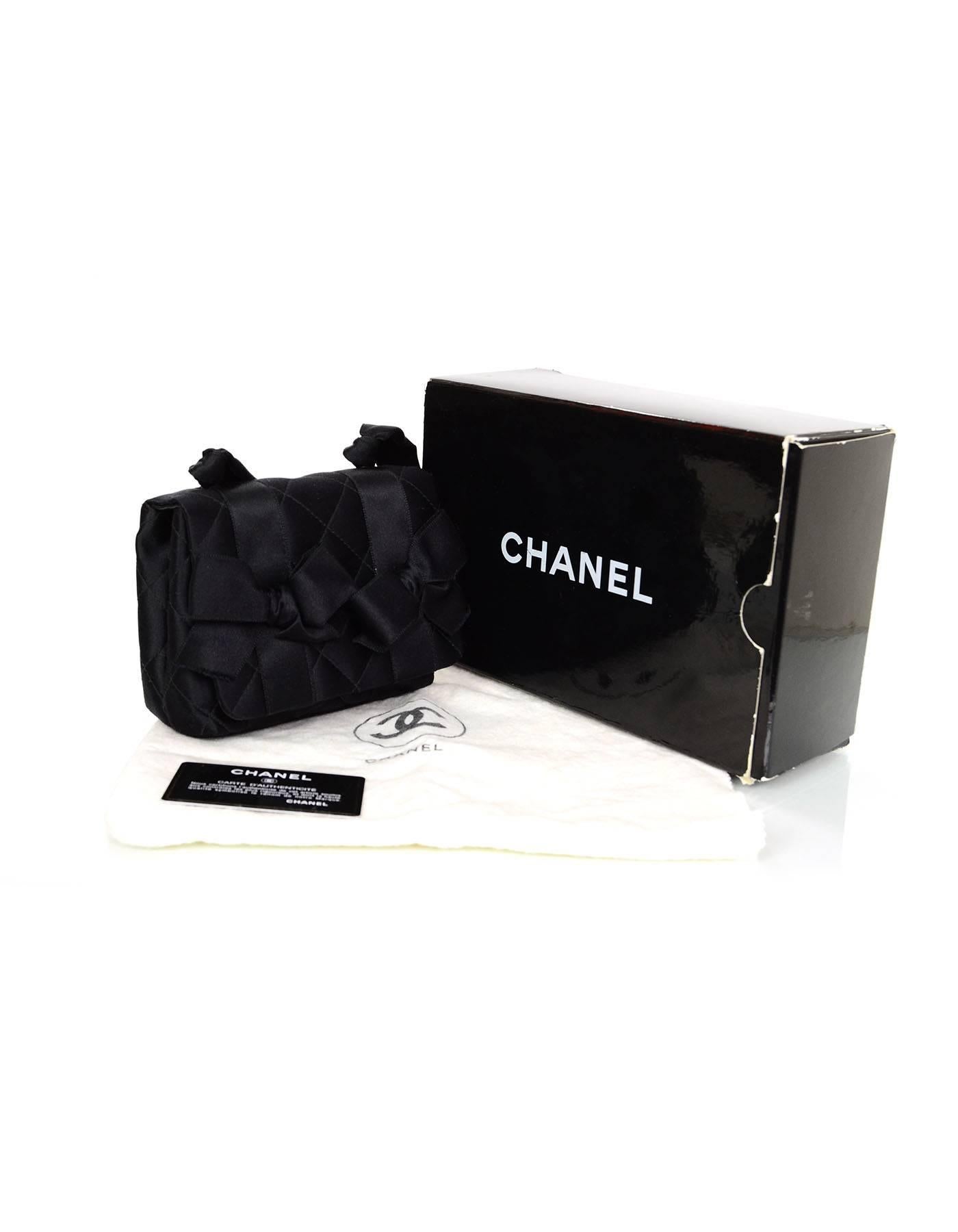 Chanel Vintage Black Satin Bow Crossbody Bag 4