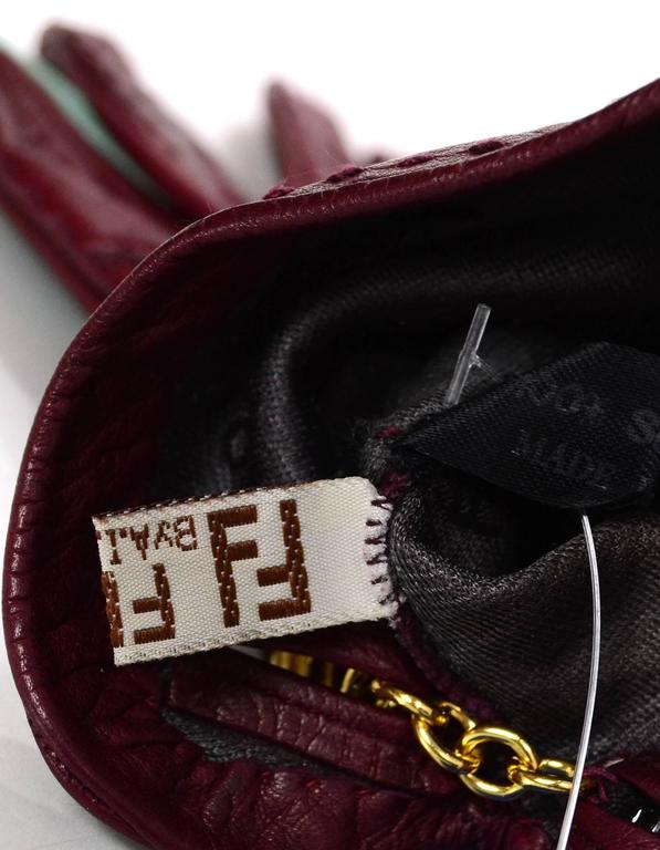 Fendi Burgundy Leather Tassel Gloves Sz 7.5 For Sale at 1stDibs