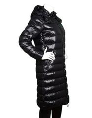 Moncler Black Long Moka Down Coat w/ Hood Sz 3