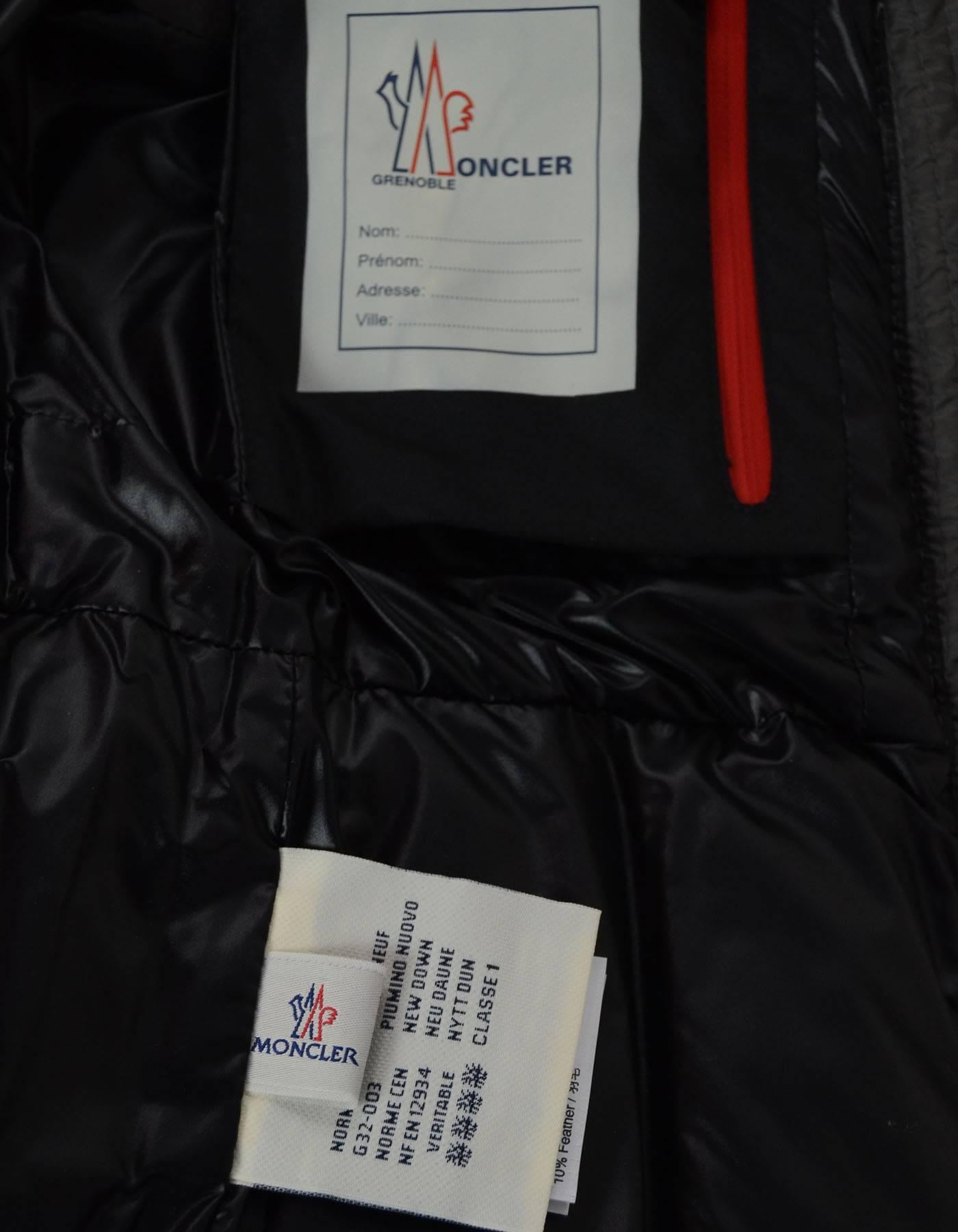 Women's Moncler Dark Grey Down Vest w/ Fur Sz 0 NWT
