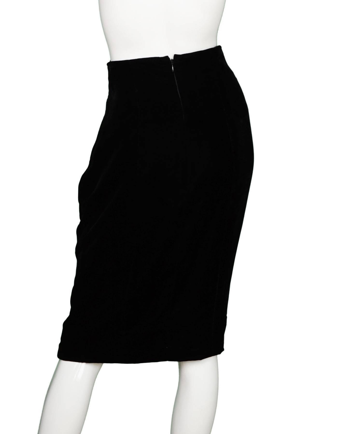 Chanel Black Velvet Skirt In Excellent Condition In New York, NY