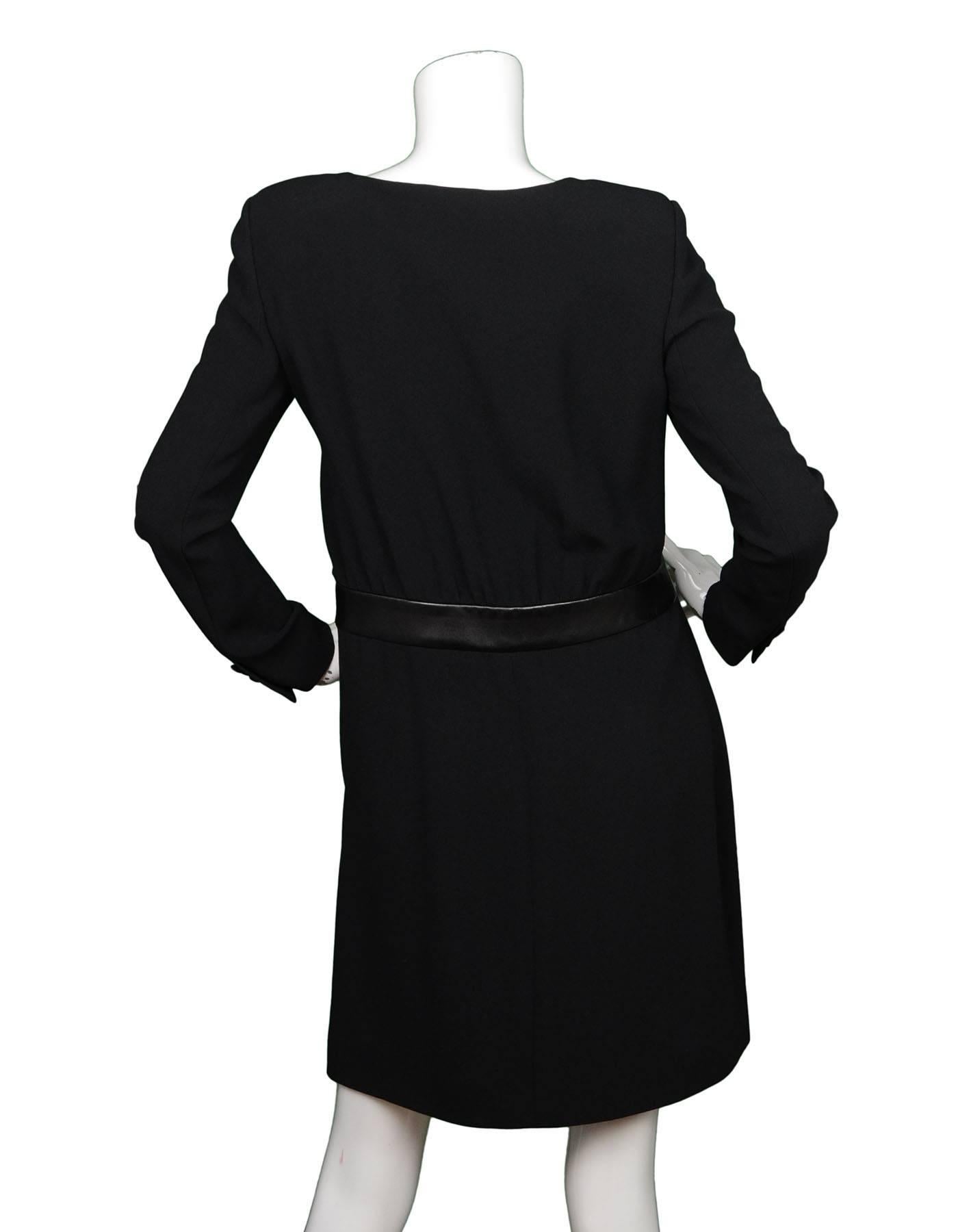 Black Saint Laurent NWT Long Sleeve Deep V Dress rt. $1, 700