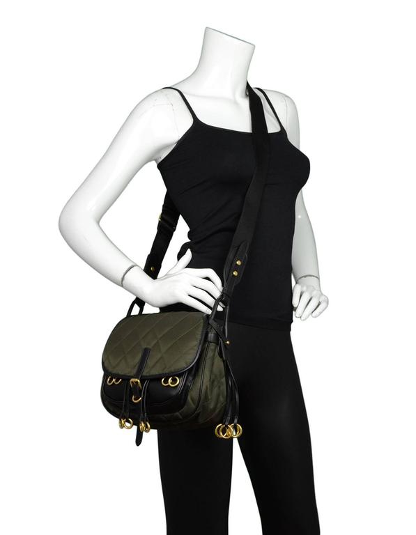 Prada 2016 Army Green Nylon and Leather Quilted Corsaire Messenger