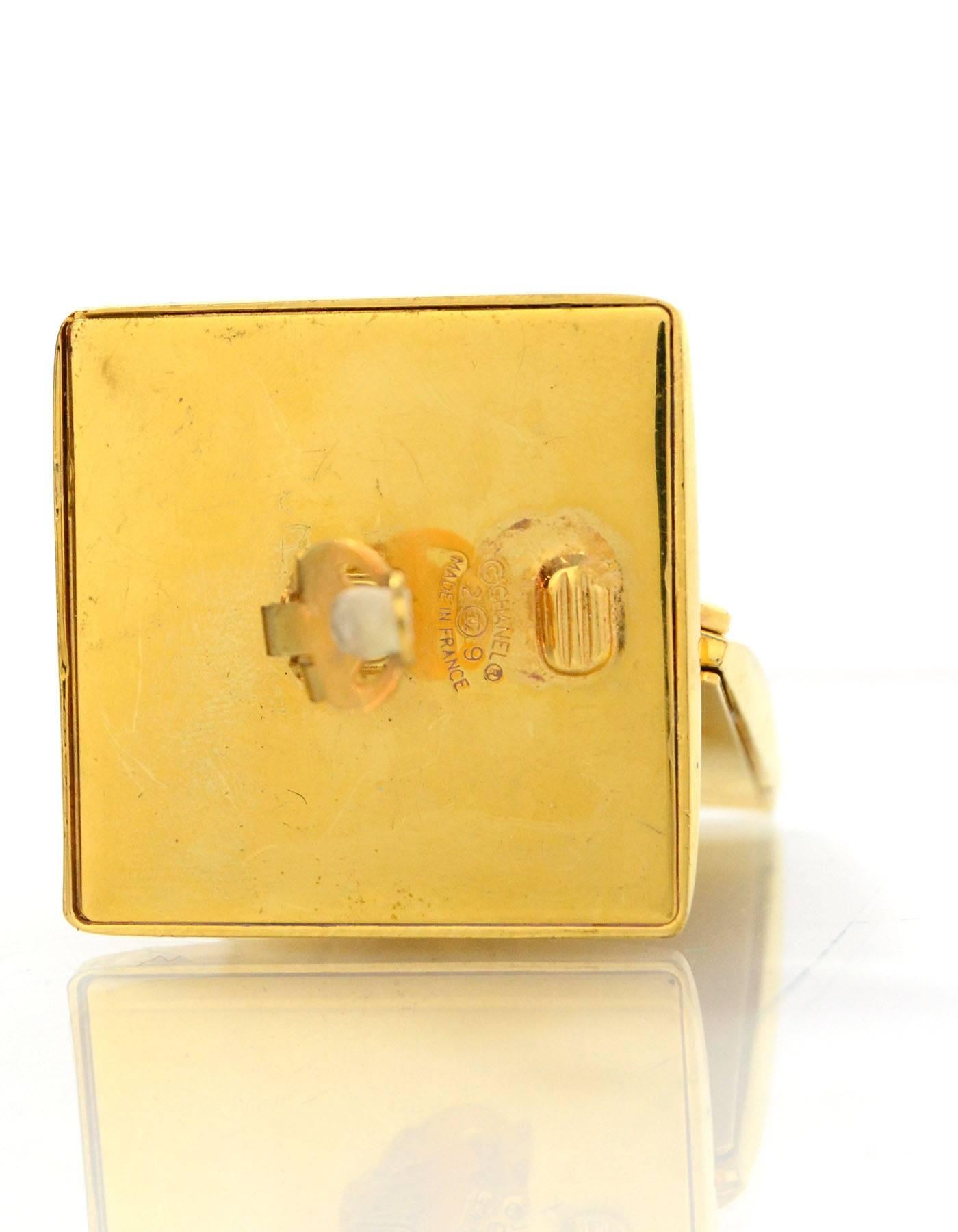 Chanel XL Square CC Clip On Earrings In Excellent Condition In New York, NY