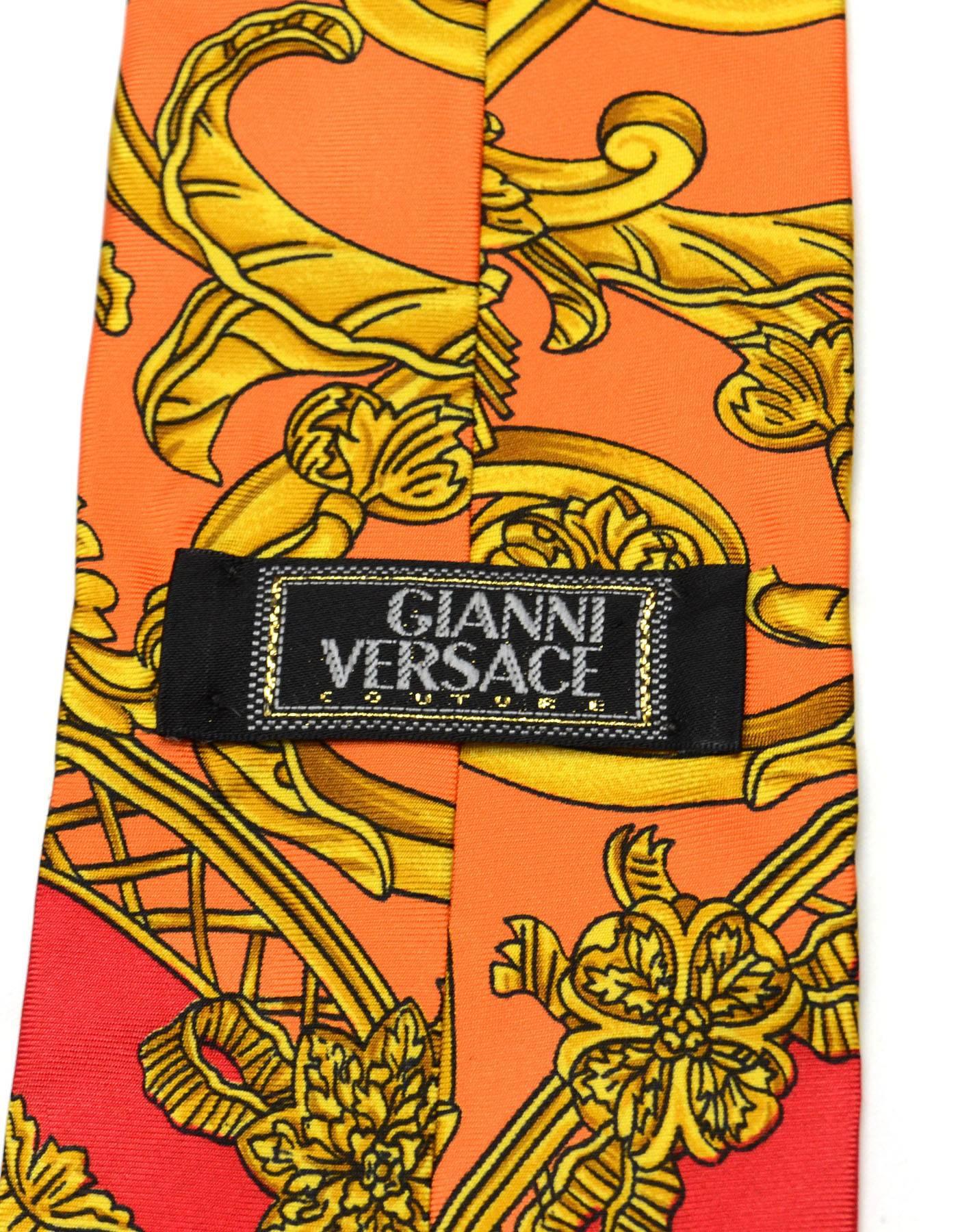 Orange Gianni Versace Medusa Silk Tie