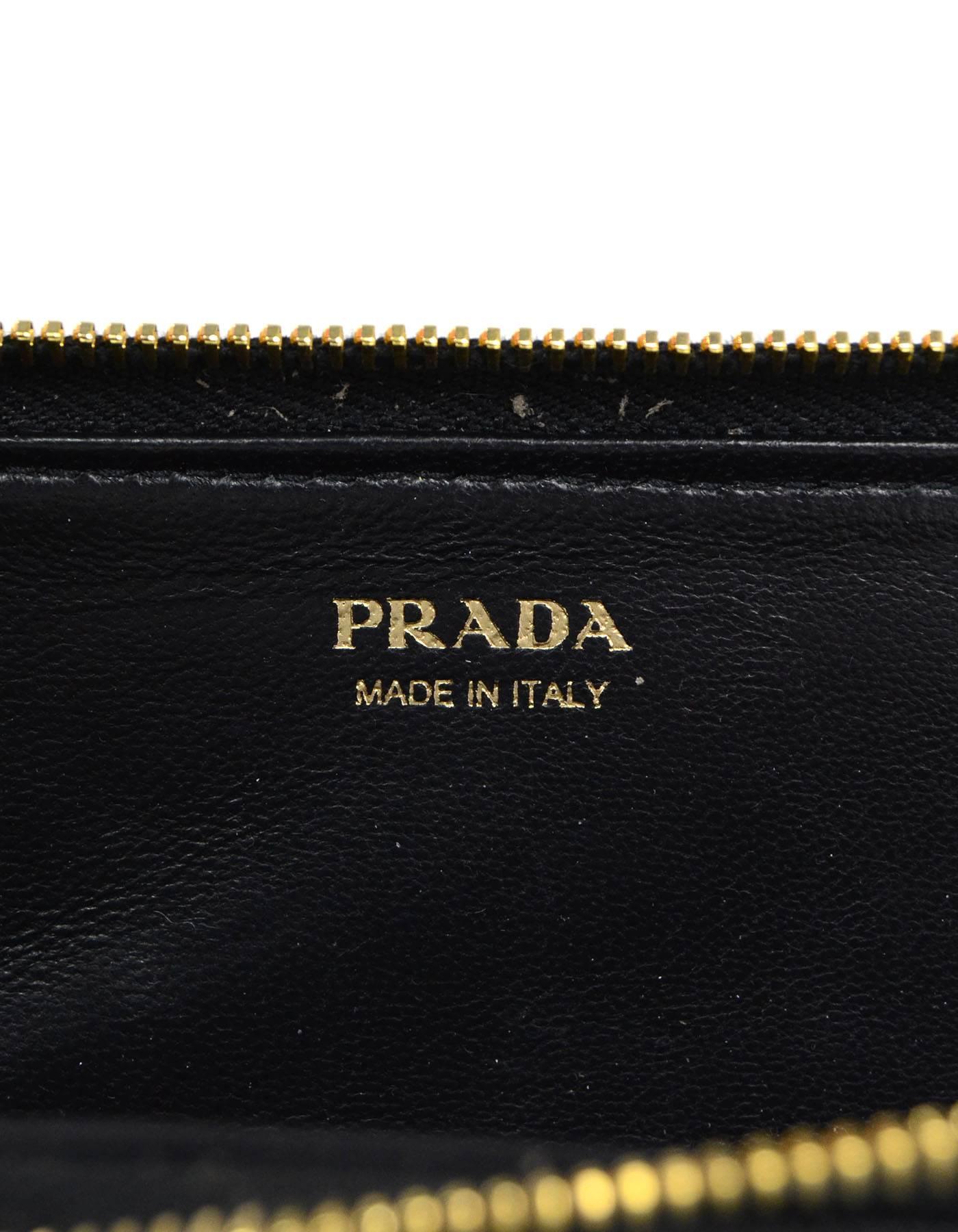 Prada Black Saffiano Leather Keychain Pouch In Excellent Condition In New York, NY