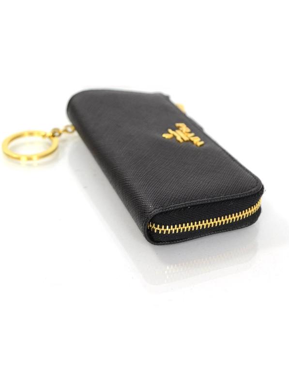 Prada Black Saffiano Leather Keychain Pouch For Sale at 1stDibs | prada  coin purse keychain
