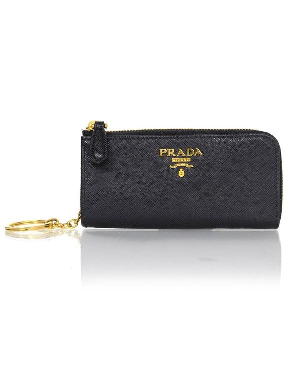 Prada Black Saffiano Leather Keychain Pouch For Sale at 1stDibs | prada  coin purse keychain, prada keychain wallet, prada key pouch