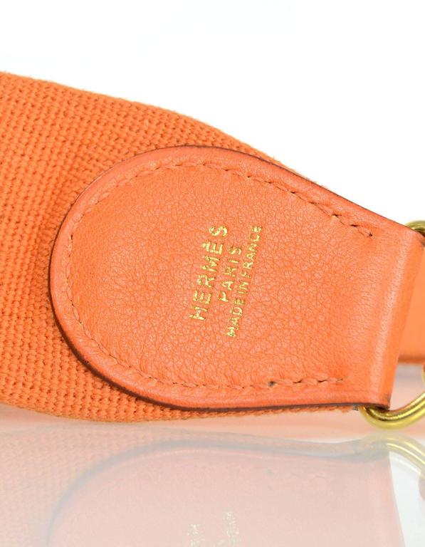 Hermes Orange Canvas and Leather Bag Strap for Kelly at 1stDibs