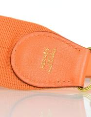 Hermes Orange Canvas & Leather Bag Strap for Kelly