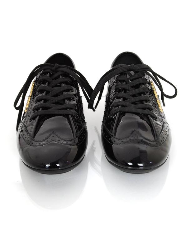 Louis Vuitton Black Patent Leather Sneakers sz IT 37 For Sale at 1stDibs