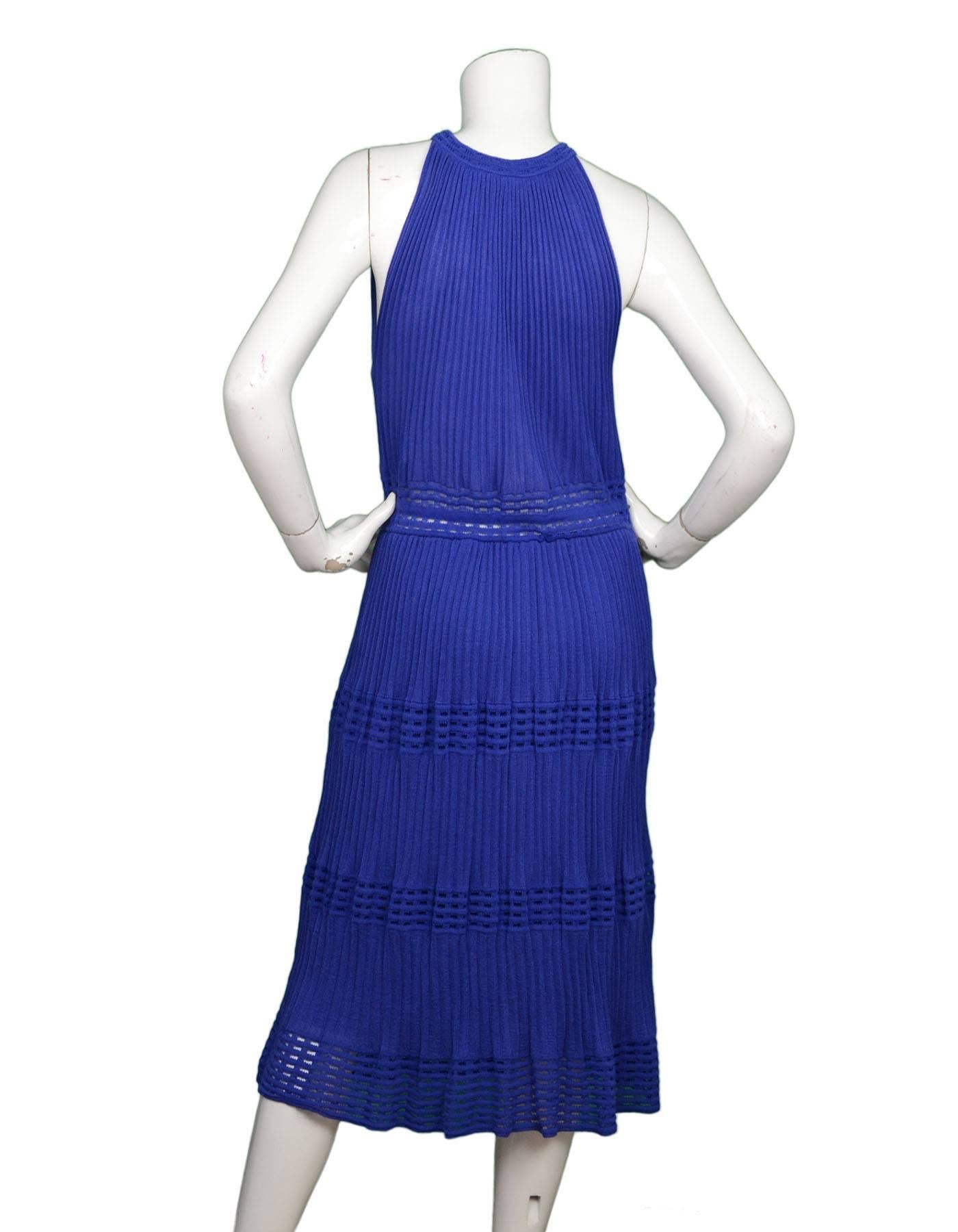 M Missoni Blue Micro-Pleated Knit Dress sz IT 42 In New Condition In New York, NY