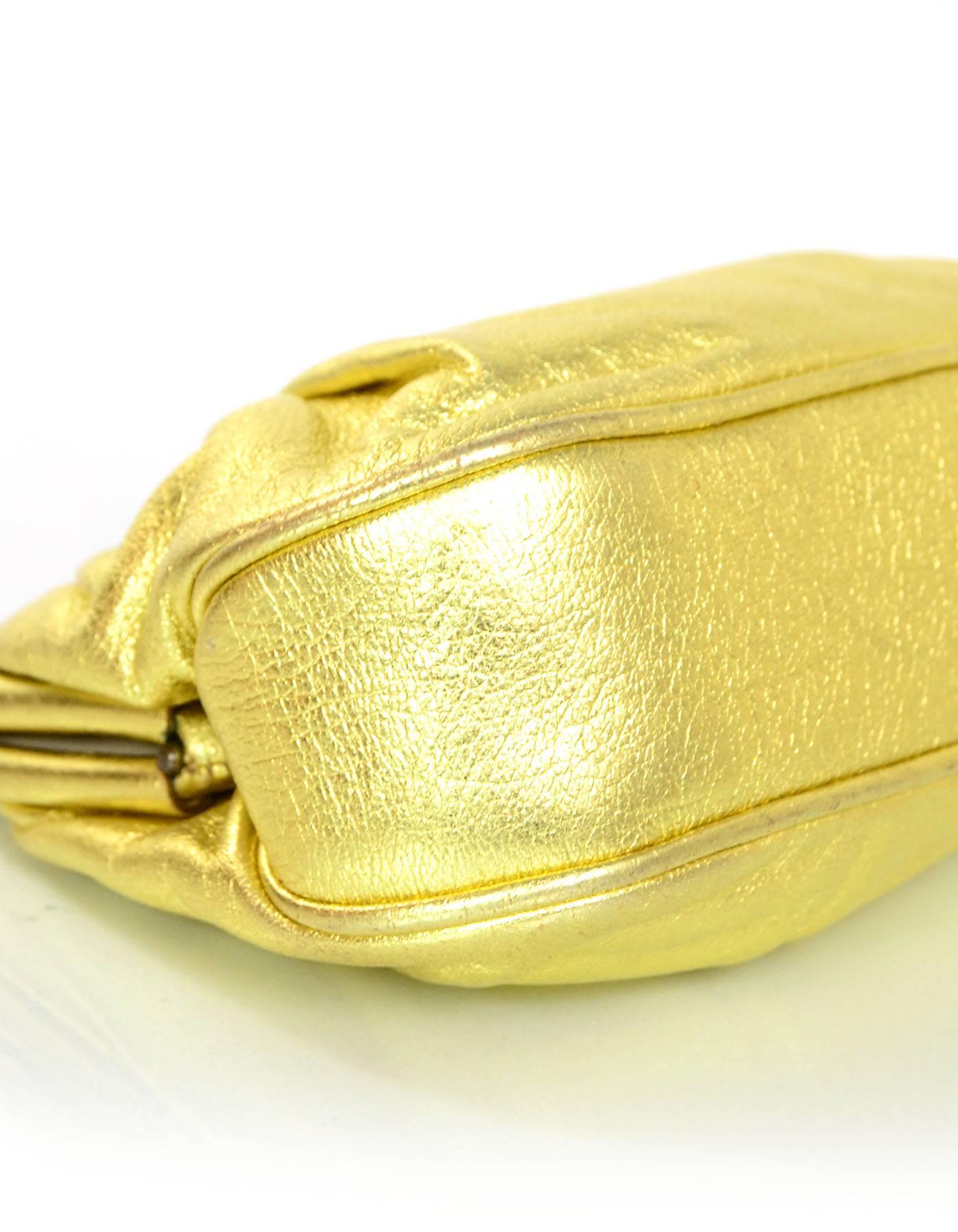 Women's Chanel Metallic Gold Leather Mini Evening Bag GHW